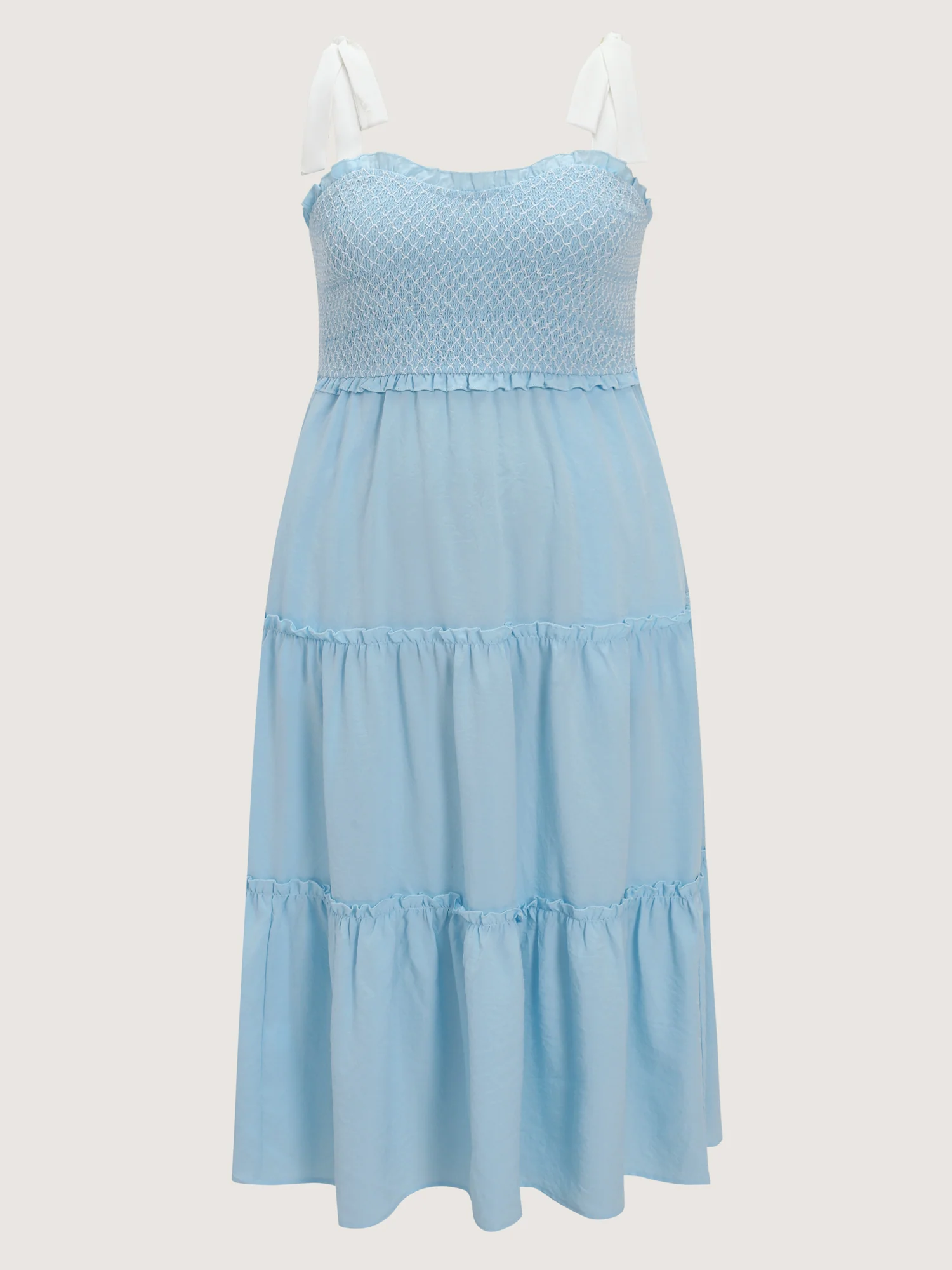 Ruffle Hem Shirred Bust Tiered Midi Dress - Image 5