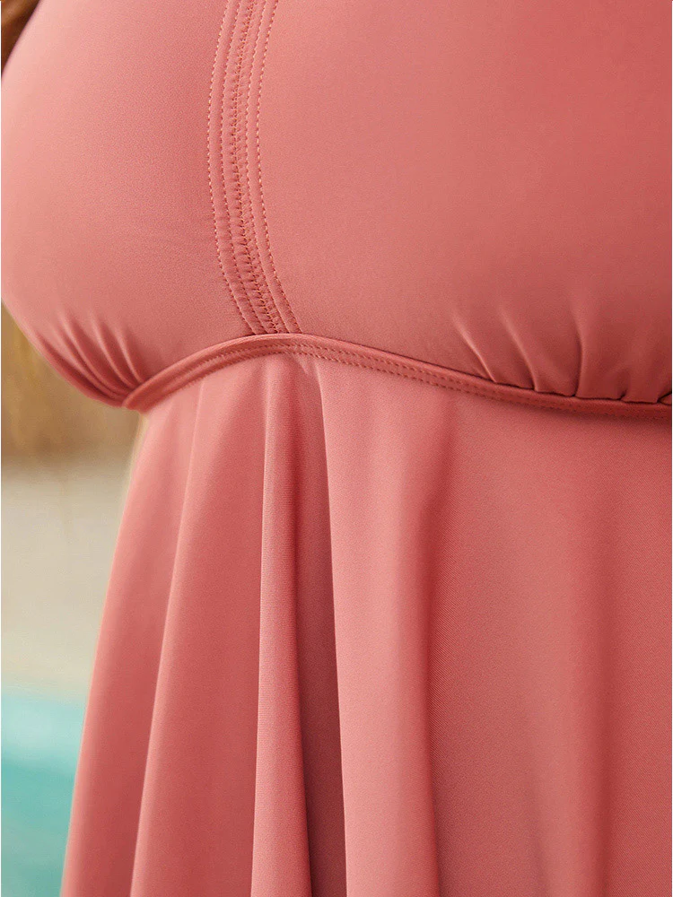 Ruffle Hem V Neck Crisscross Back Tankini Top - Image 7
