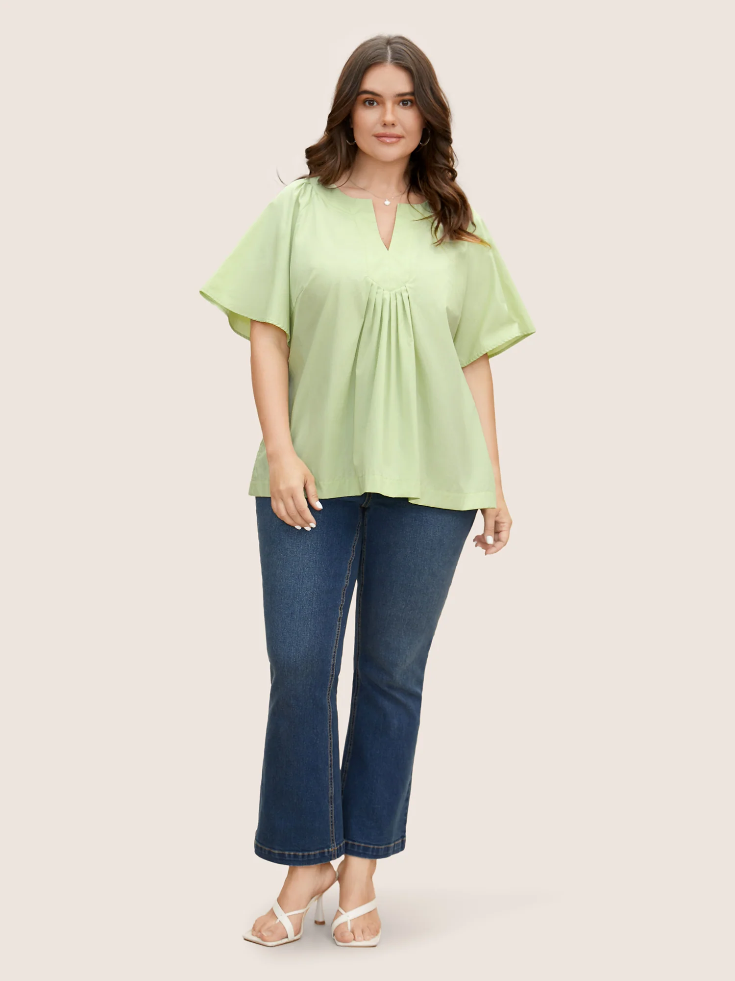 Ruffle Sleeve Ruffle Sleeve Pleated Blouse - Image 2