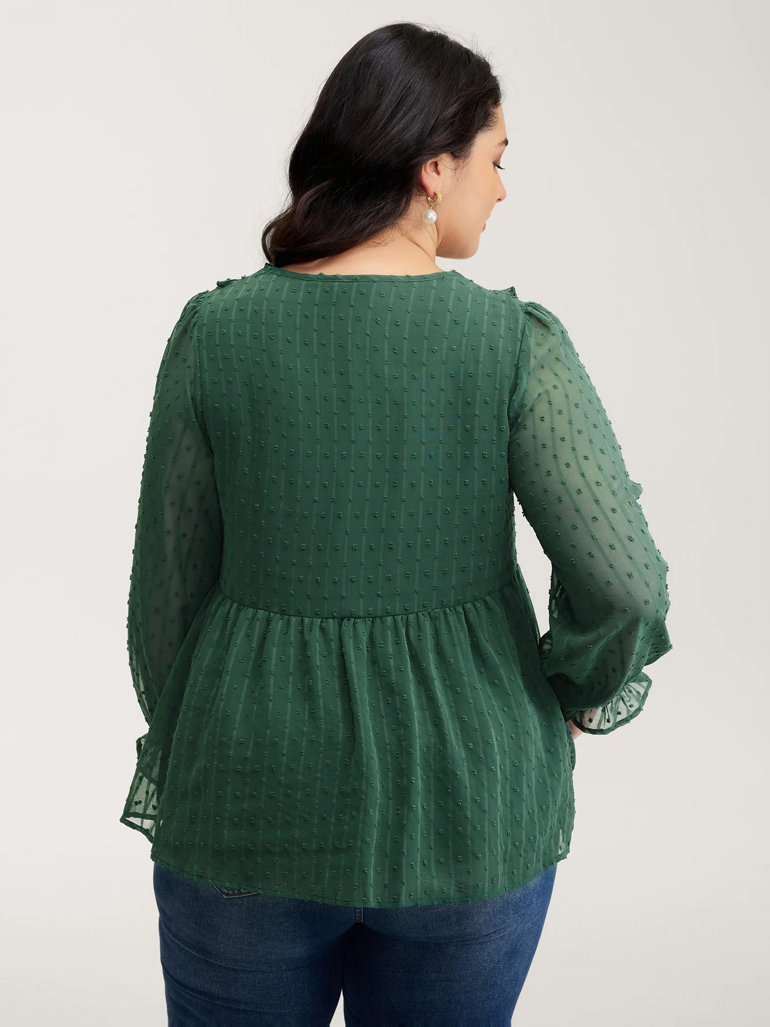 Ruffle Textured Lace Trim Blouse - Image 4