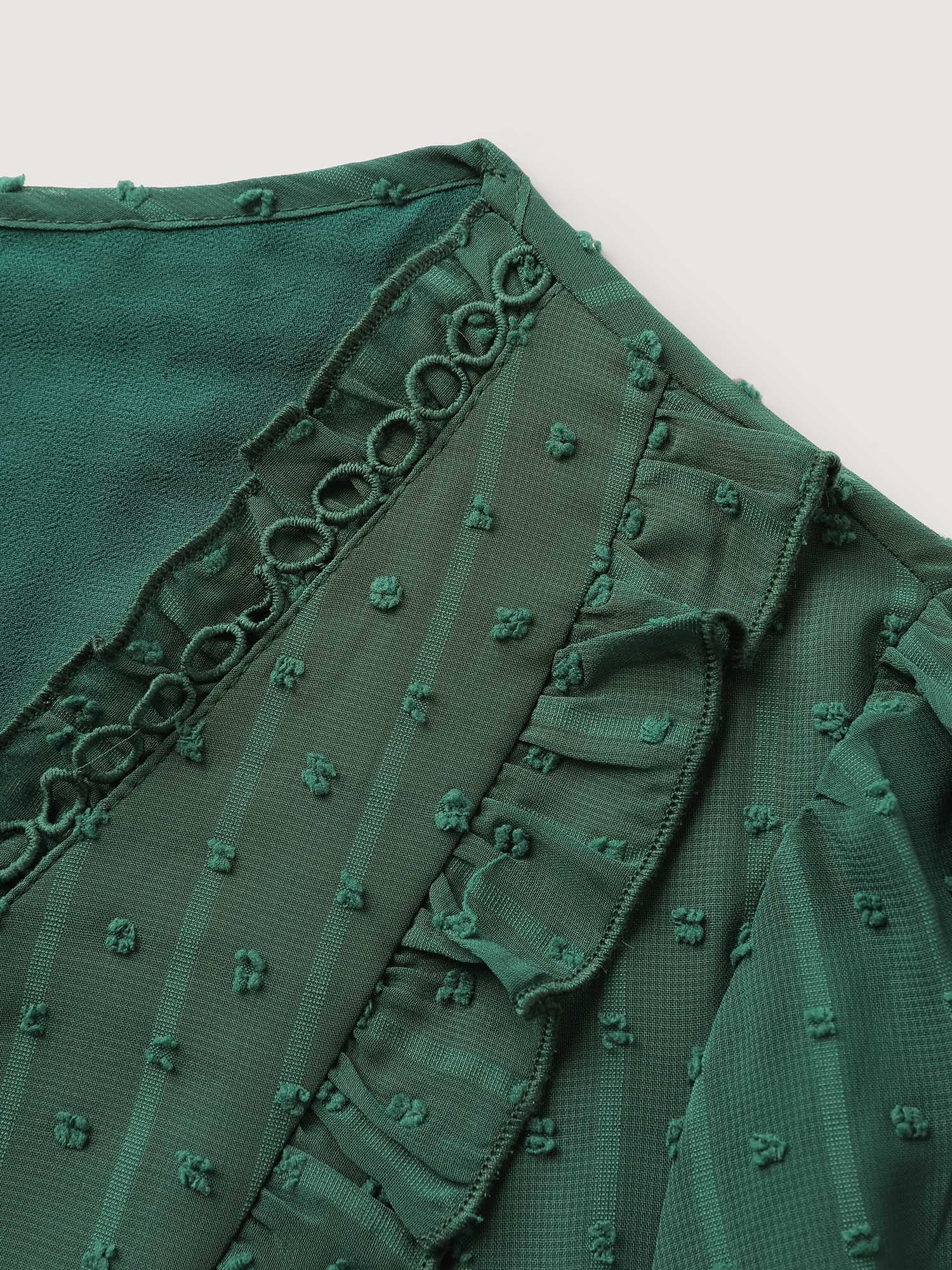 Ruffle Textured Lace Trim Blouse - Image 5