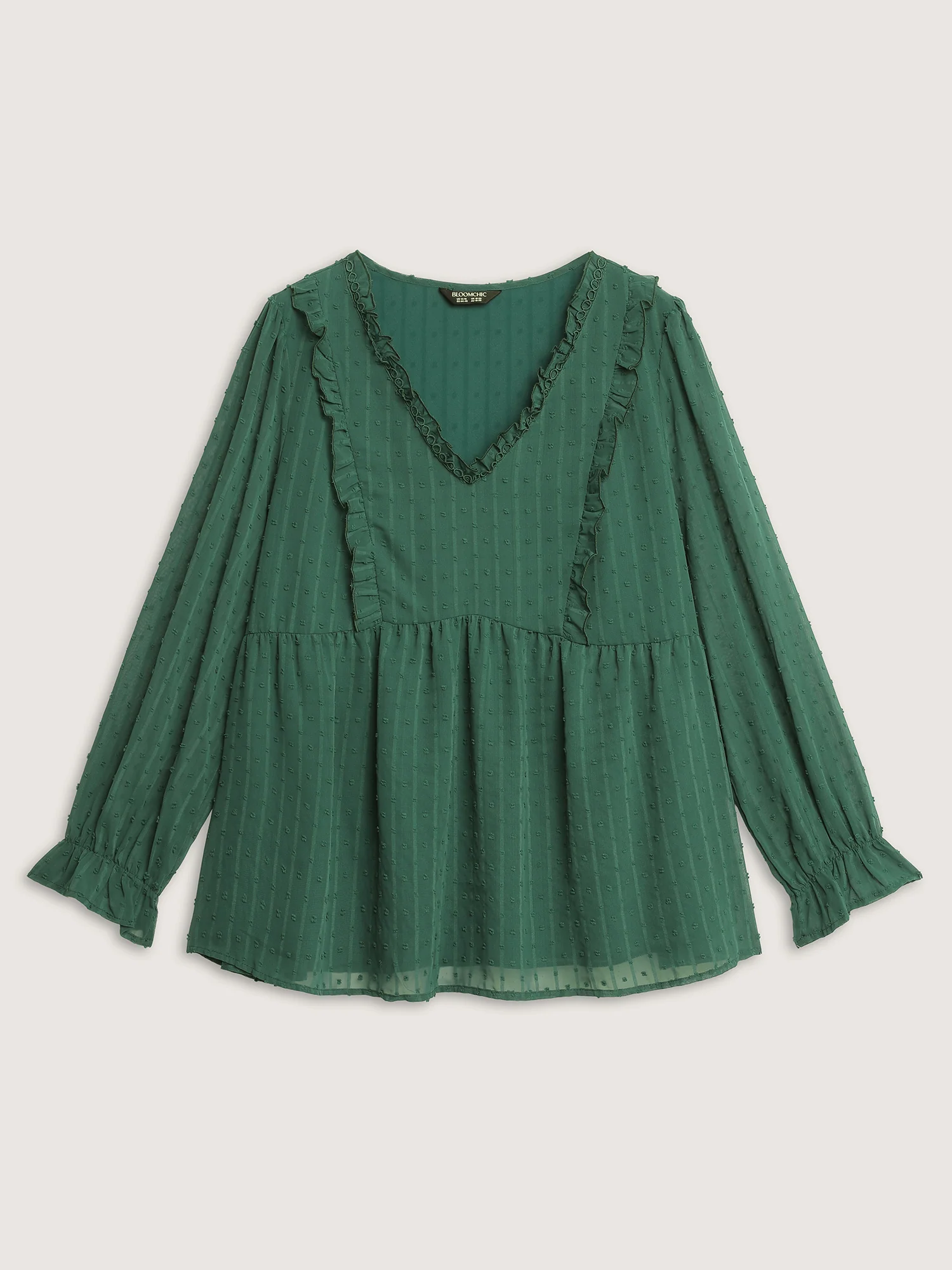 Ruffle Textured Lace Trim Blouse - Image 7