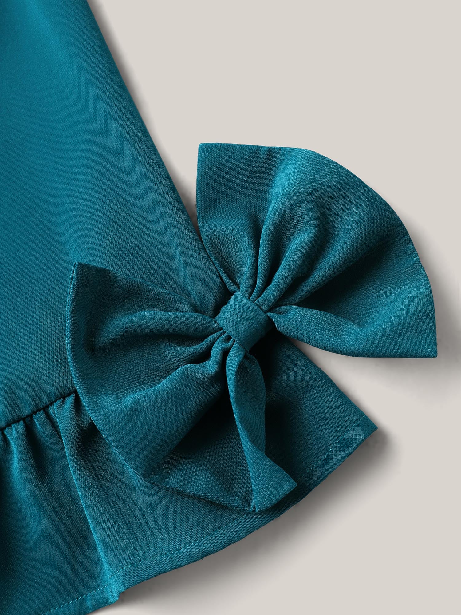Ruffled 3D Bow Detail Solid Blouse - Image 5