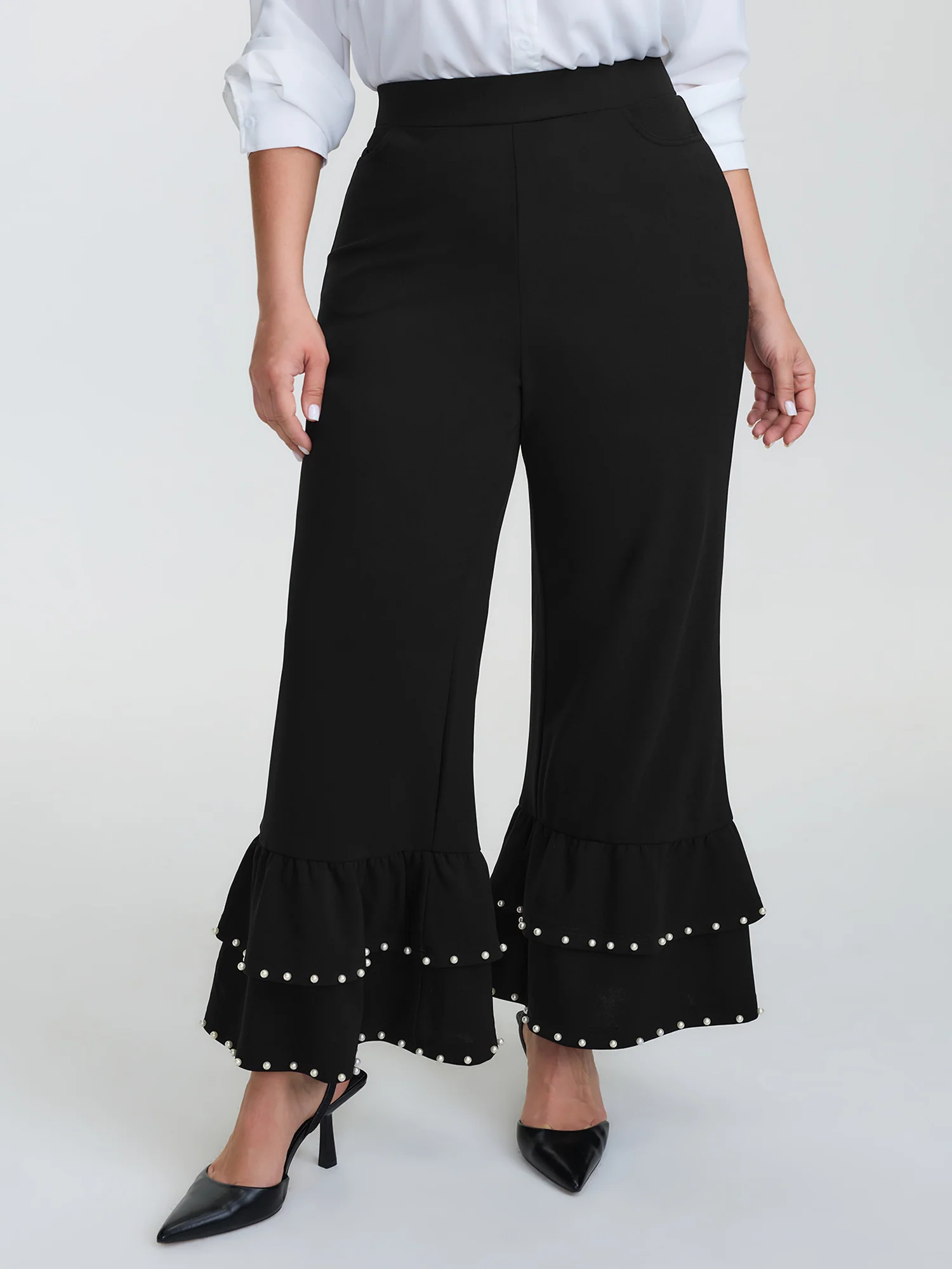 Ruffled Beadwork Layered Pants - Image 2