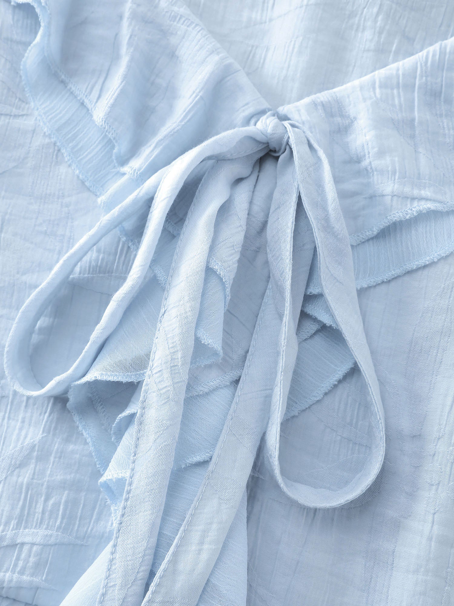 Ruffled Bow-Tie Neckline Textured Blouse - Image 5