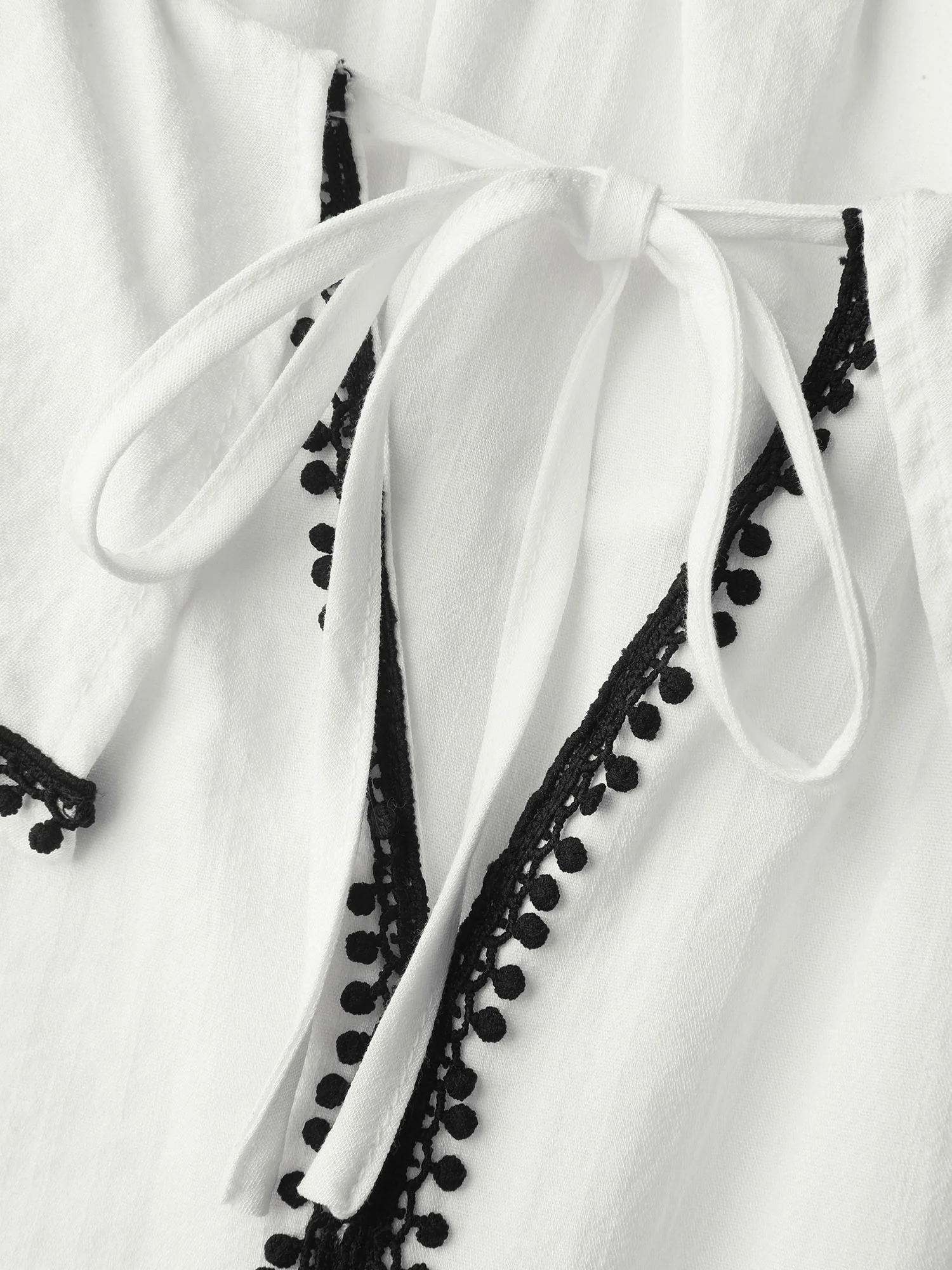 Ruffled Collar Contrast Webbing Top - Image 6