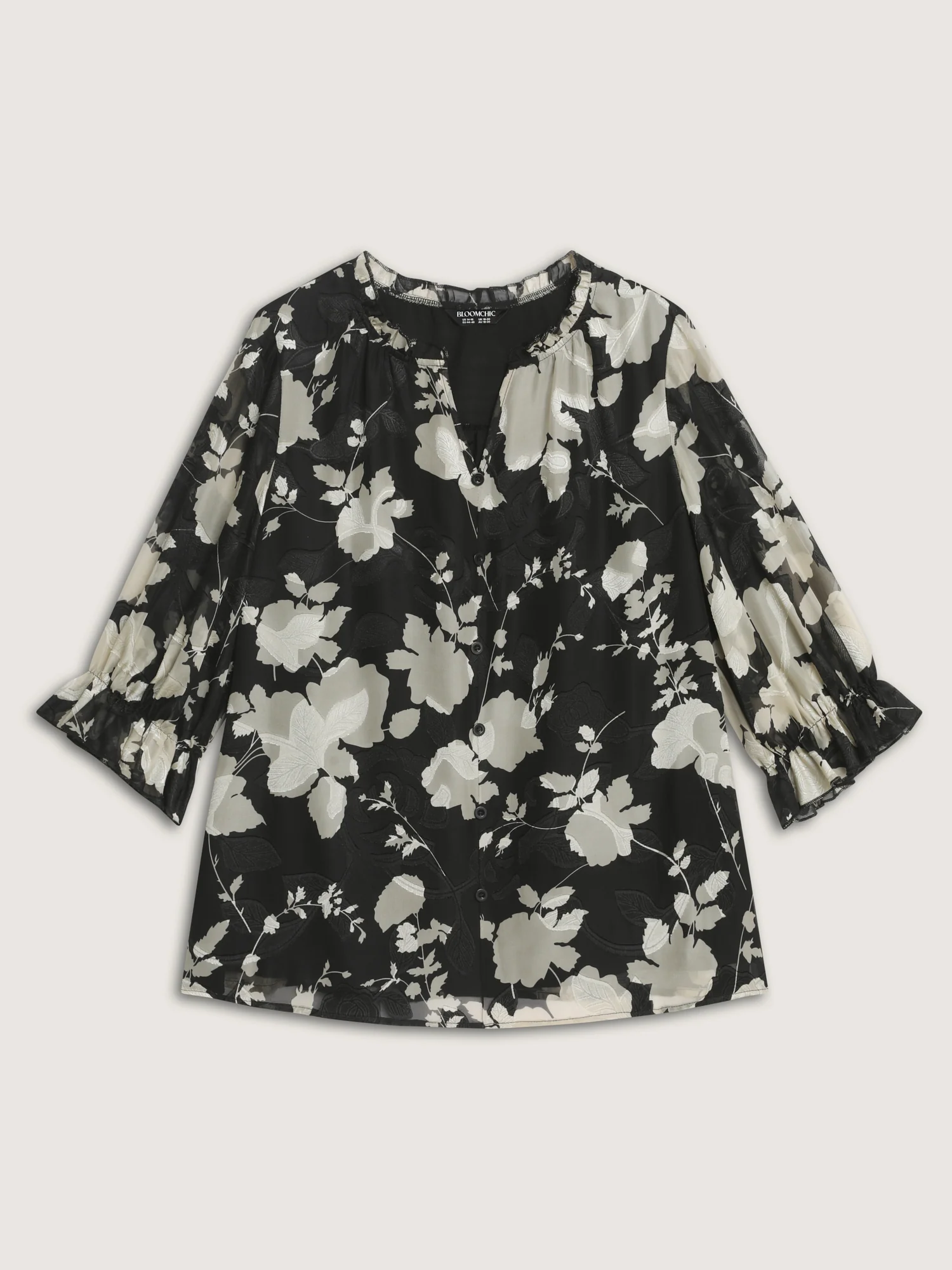 Ruffled Collar Floral Print Blouse - Image 7