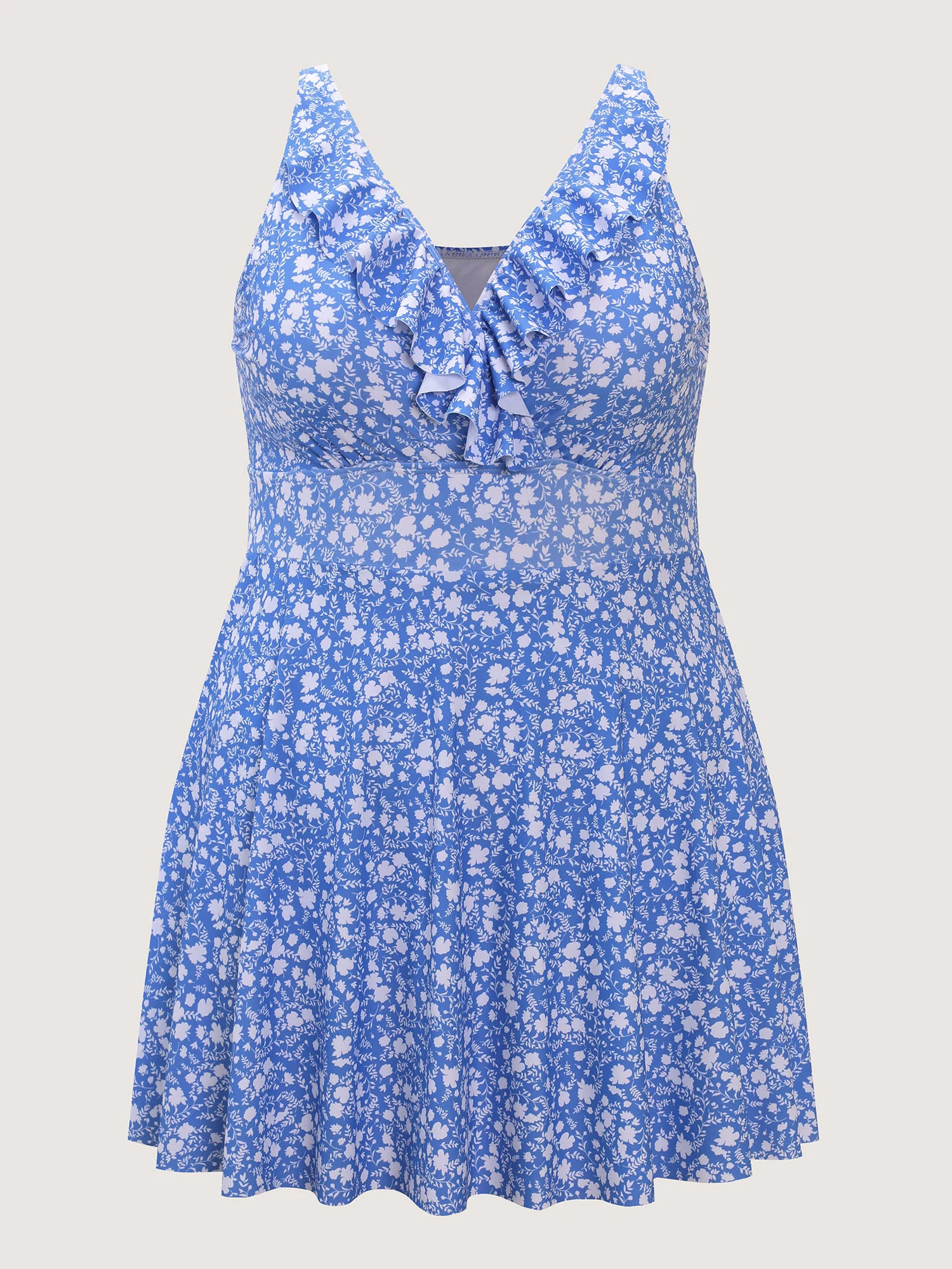 Ruffled Colorblock Floral Swim Dress - Image 6