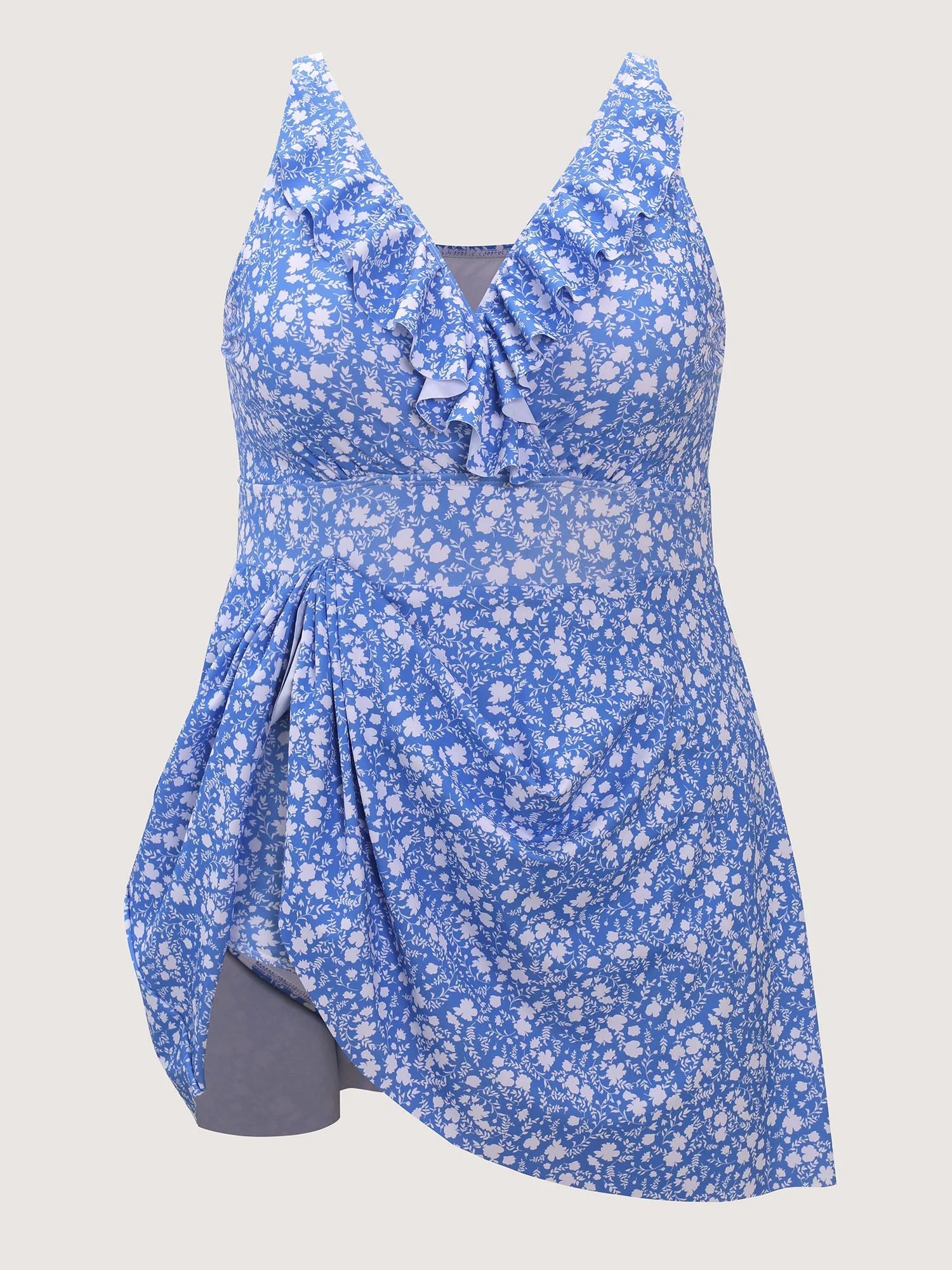 Ruffled Colorblock Floral Swim Dress - Image 7