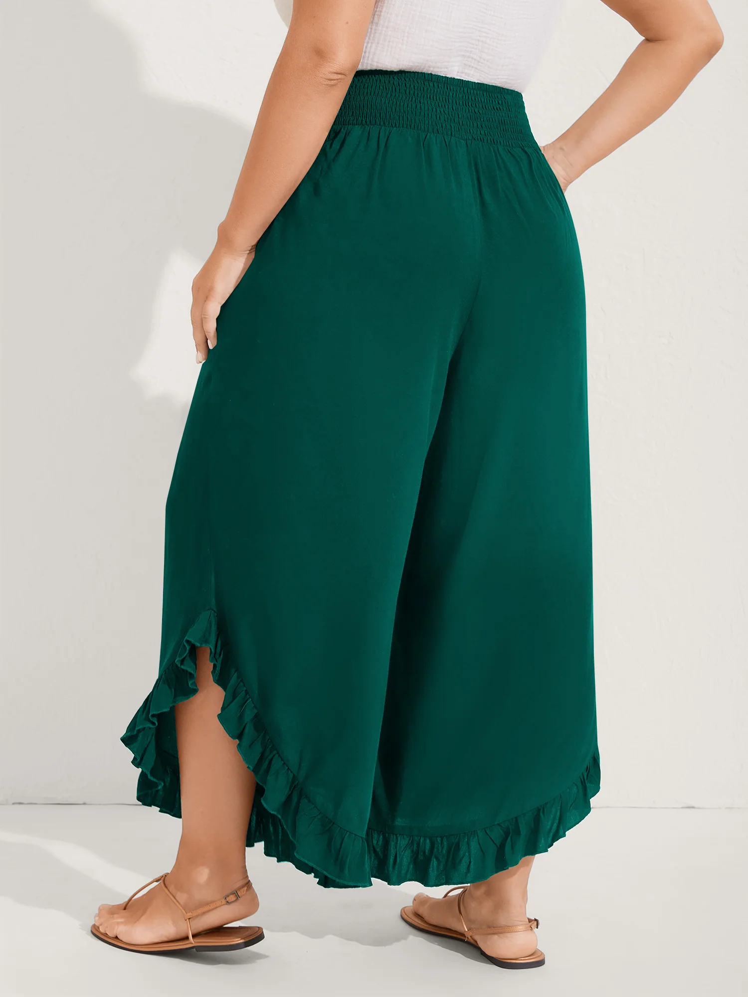 Ruffled Curvy Hem Wide-Leg Pants - Image 53