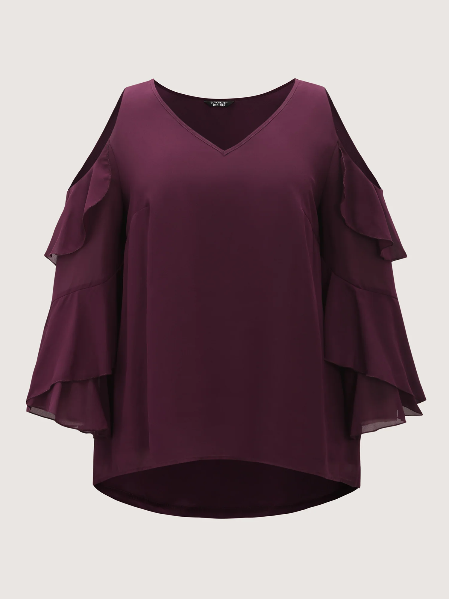 Ruffled Cut-Out Shoulder Flowy Blouse - Image 8