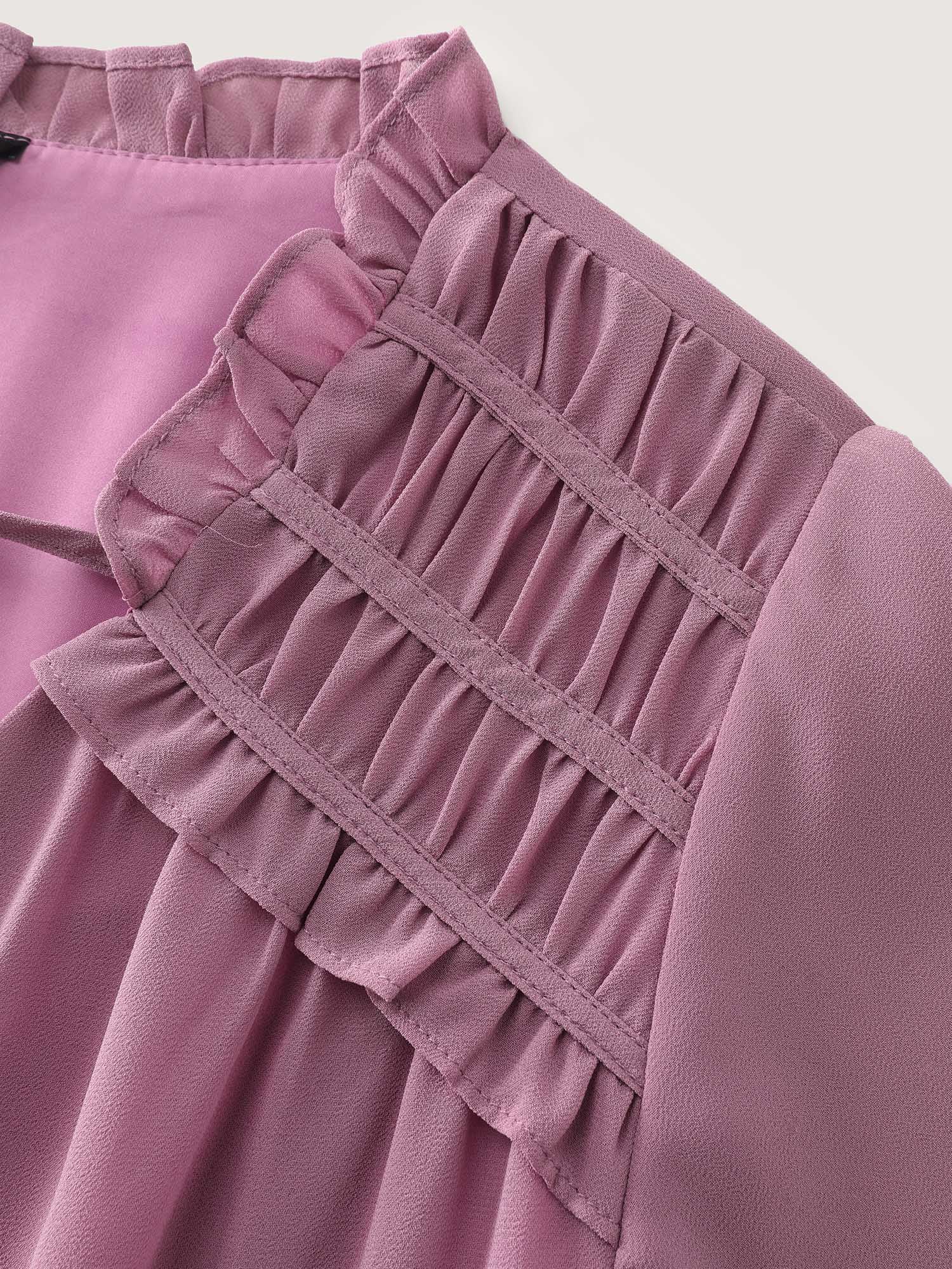 Ruffled Detail Neck Tie Layered Sleeve Blouse - Image 5