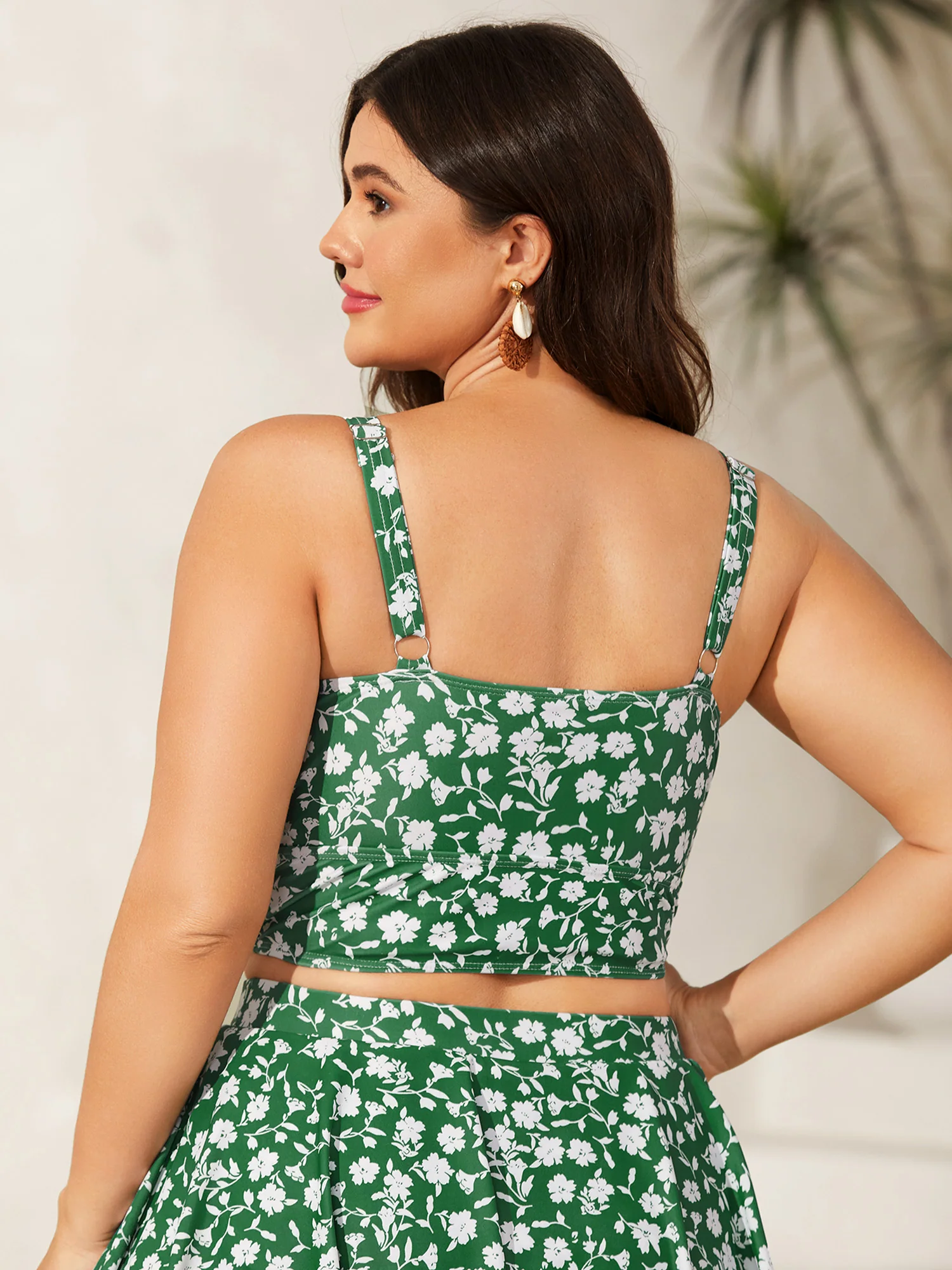 Ruffled Ditsy Floral Print Swim Top - Image 4