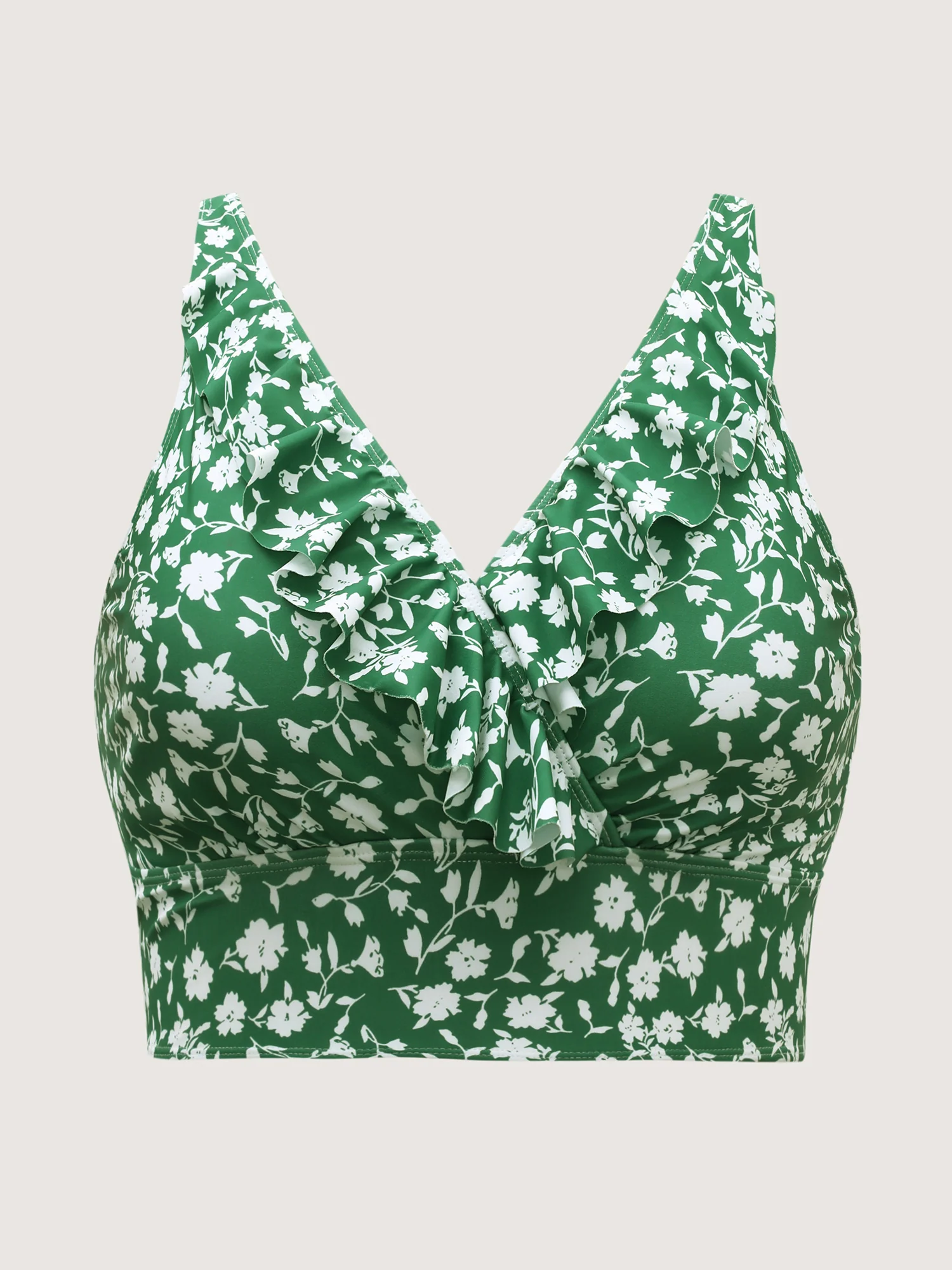 Ruffled Ditsy Floral Print Swim Top - Image 6