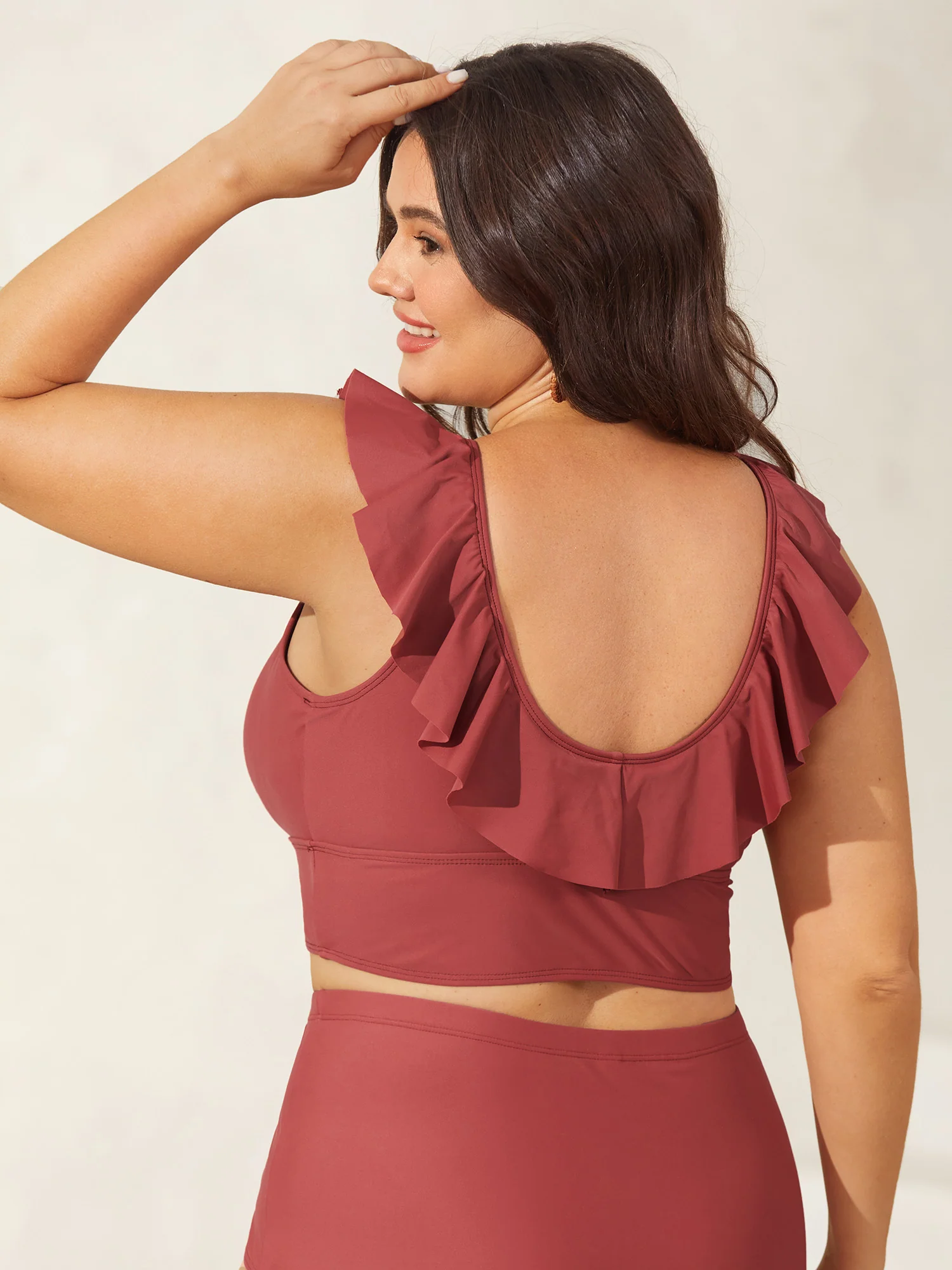Ruffled Drawstring Bodice Swim Top - Image 4
