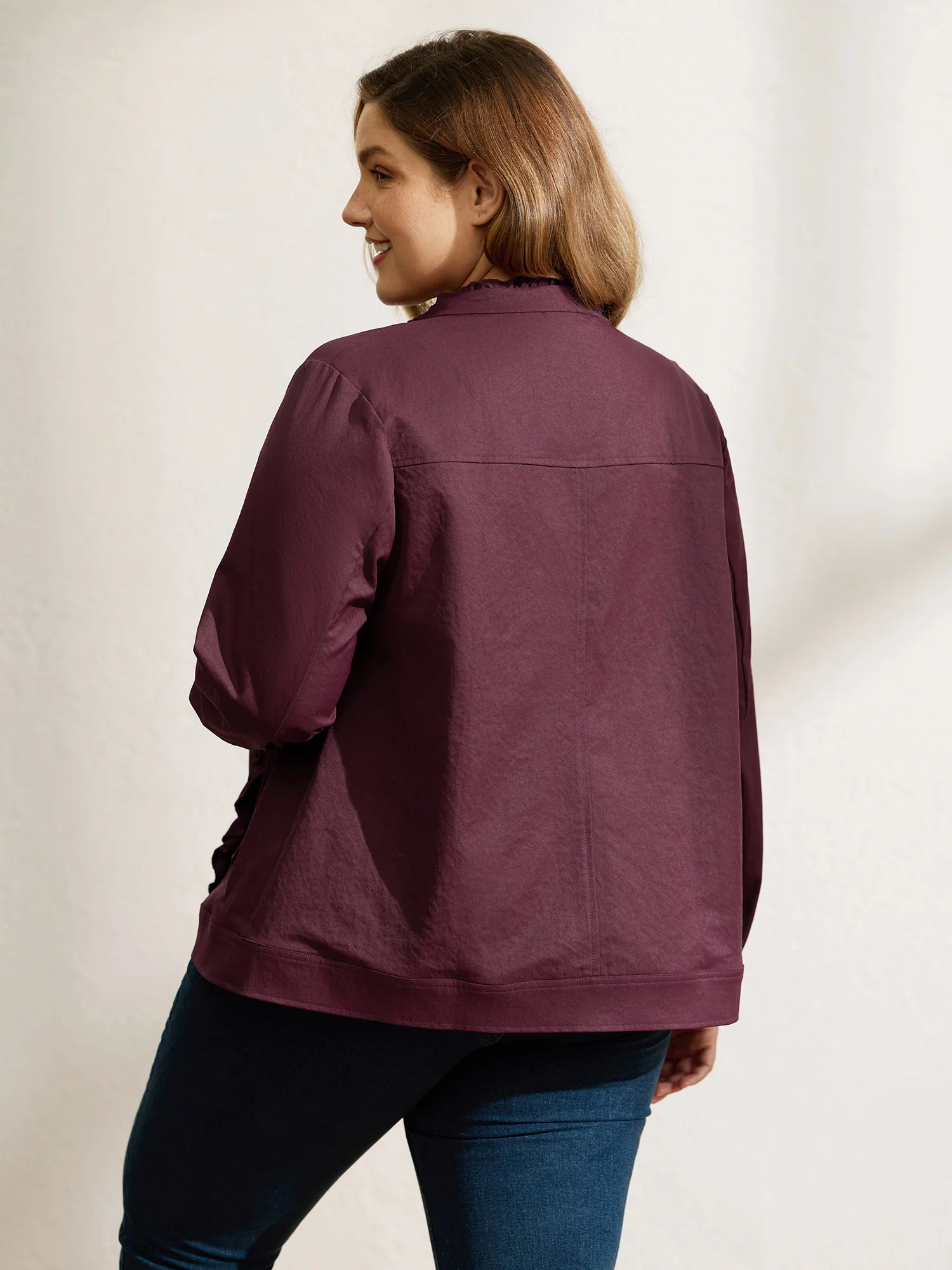 Ruffled Edge Cropped Hem Pocket Jacket - Image 5