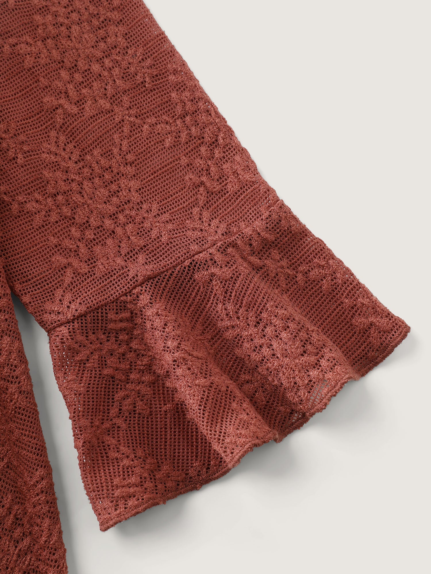 Ruffled Edge Lace Trim Tie Blouse - Image 7