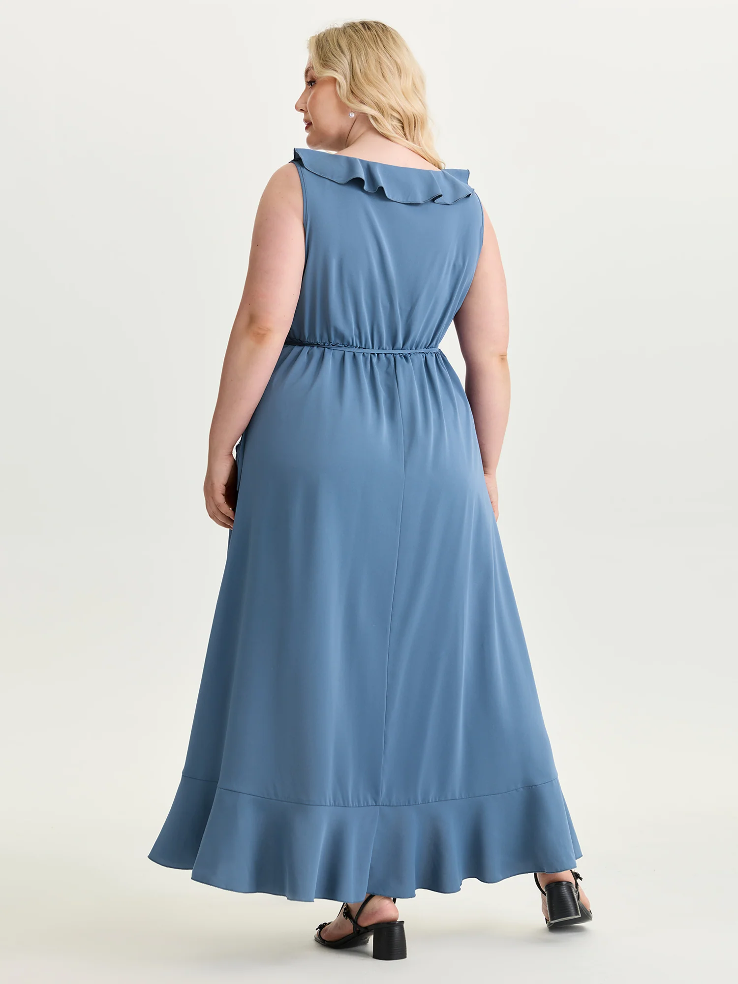 Ruffled Edge Layered Hem Midi Dress - Image 4