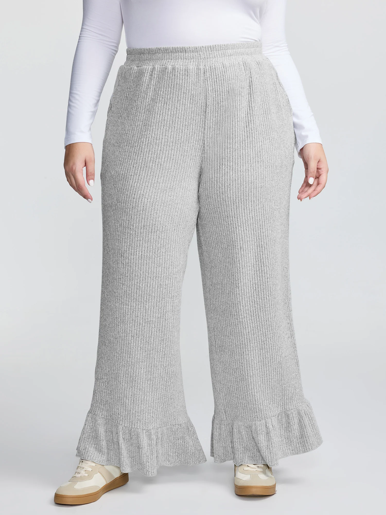 Ruffled Edge Ribbed Lounge Bottoms - Image 2