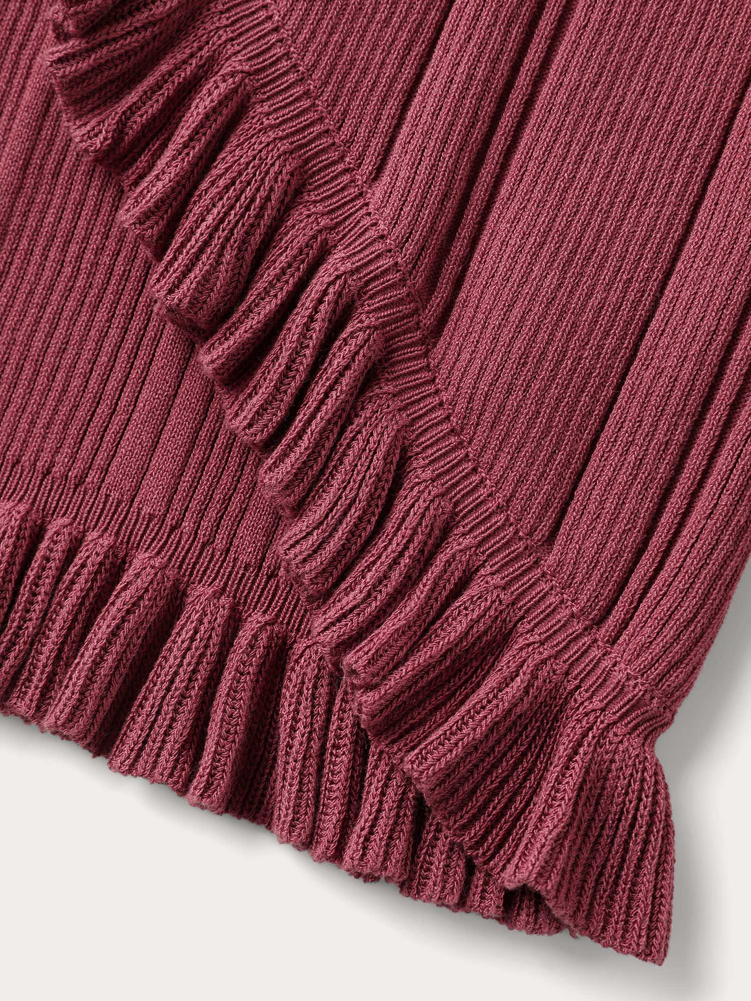 Ruffled Edged Front Tie Knit Cardigan - Image 7