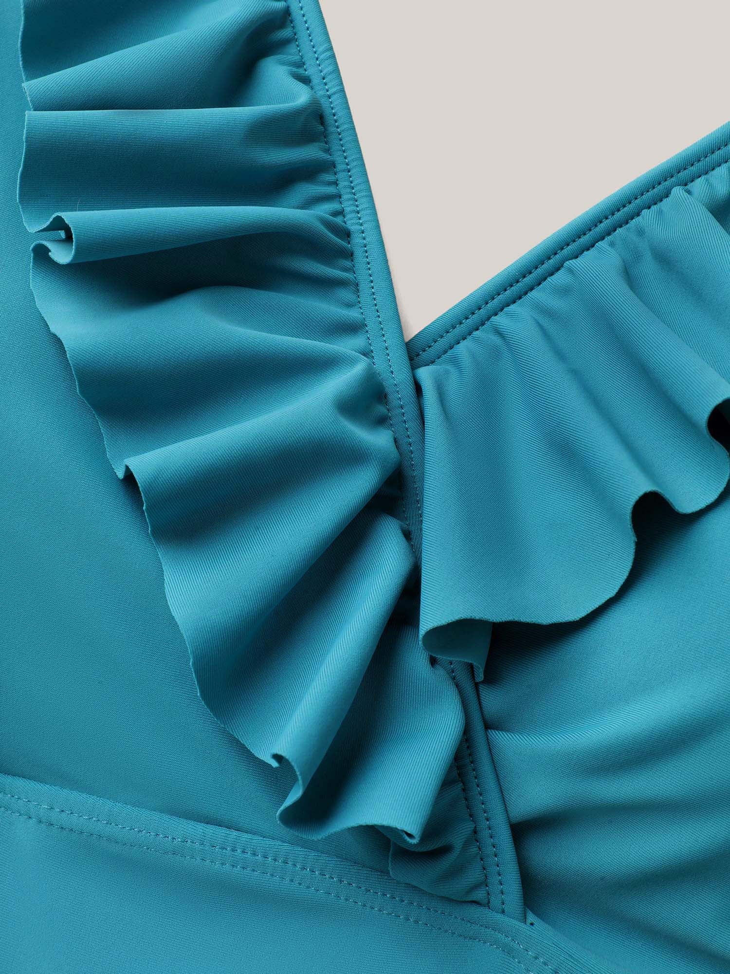 Ruffled Edges Drawstring Bust-Support Swim Top - Image 7