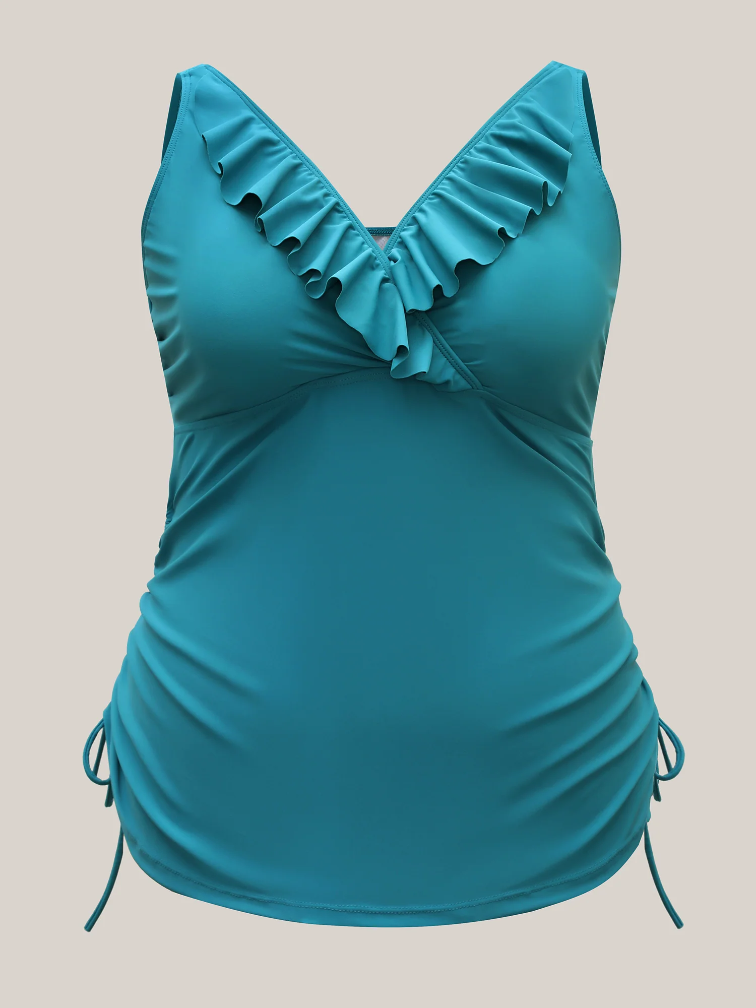 Ruffled Edges Drawstring Bust-Support Swim Top - Image 8