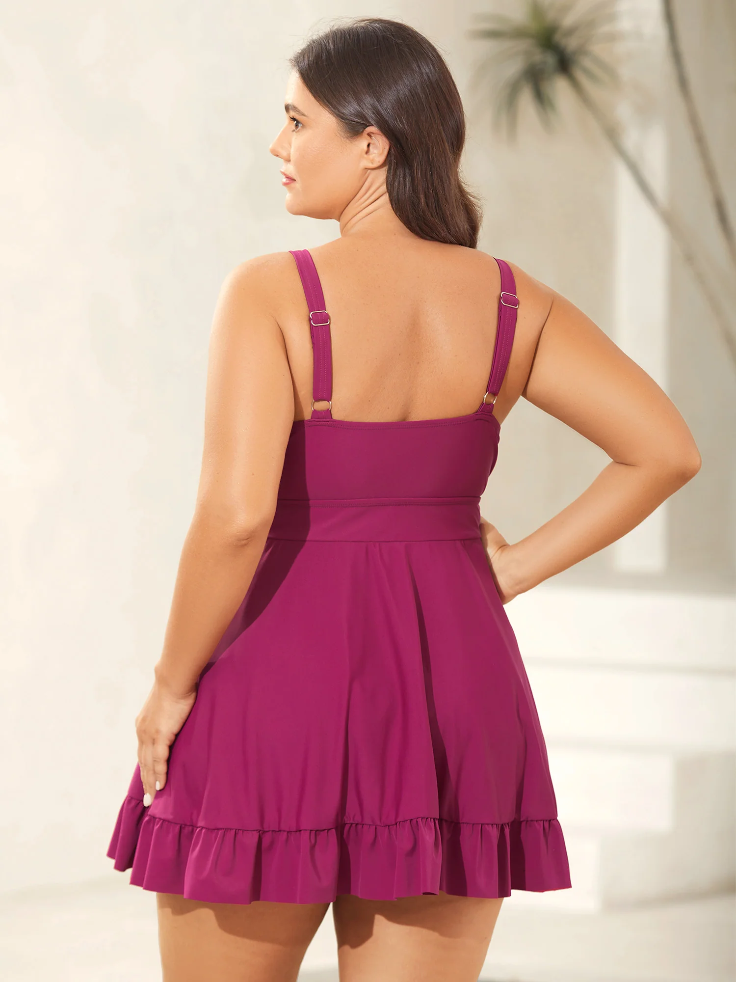 Ruffled Fit and Flare Swim Dress - Image 2