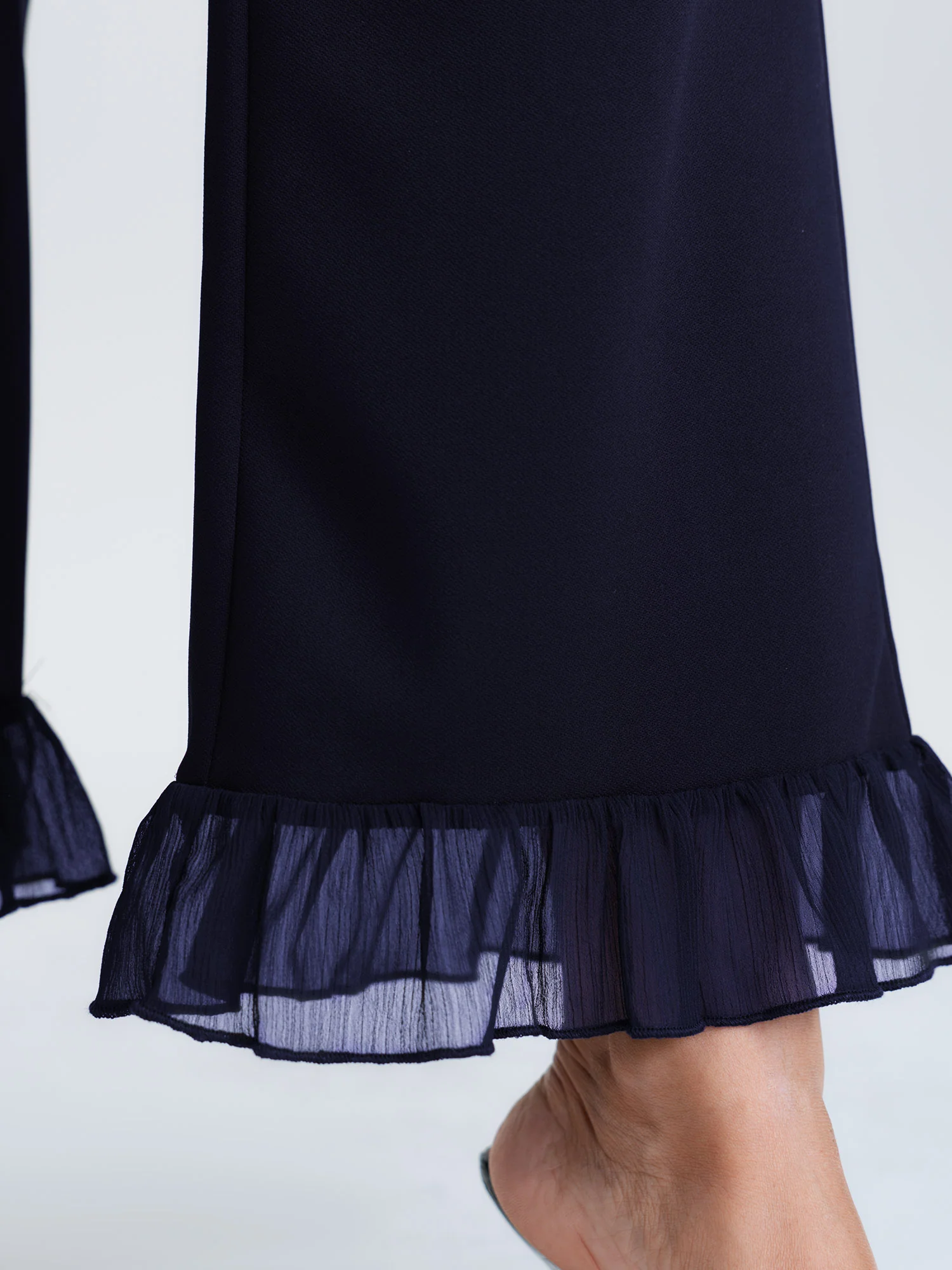 Ruffled Flared Hem Plain Pants - Image 14