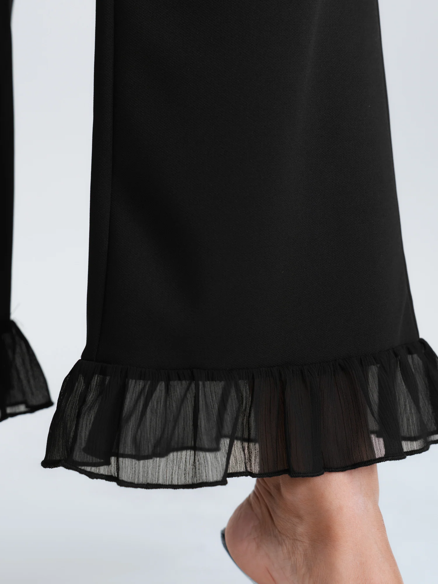 Ruffled Flared Hem Plain Pants - Image 5