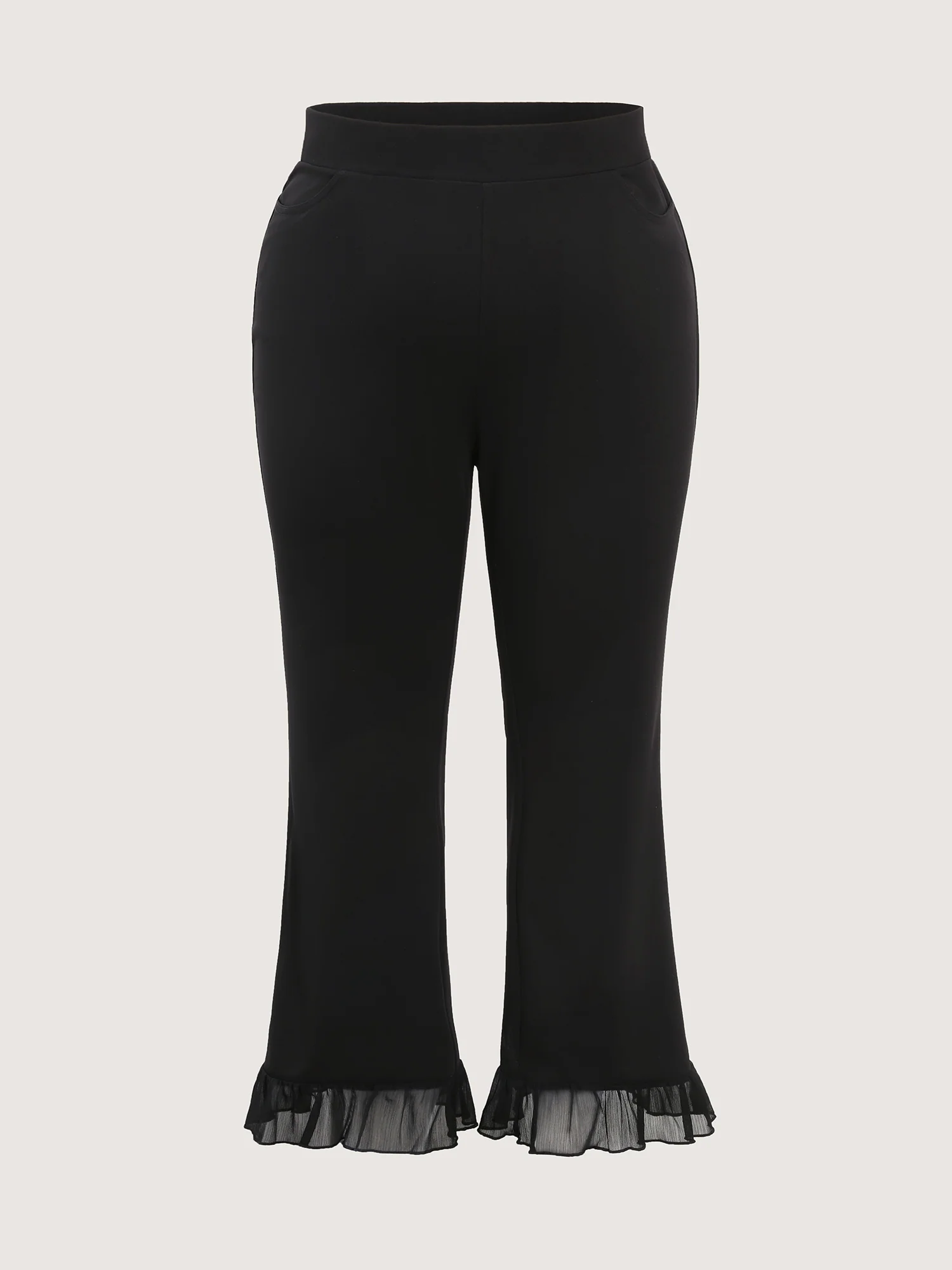 Ruffled Flared Hem Plain Pants - Image 9