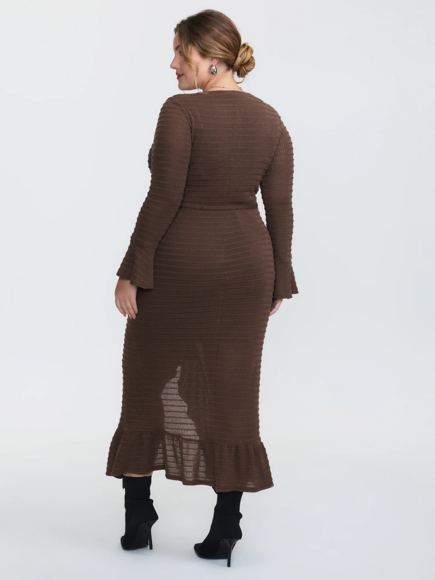 Ruffled Front Slit Ribbed Maxi Dress - Image 5