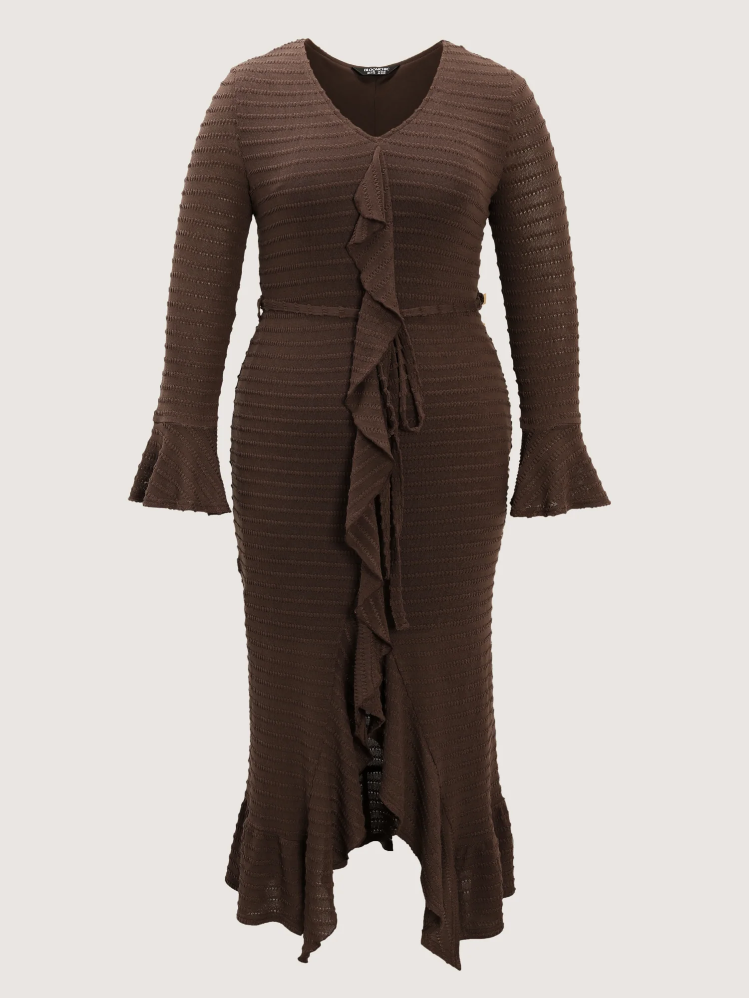 Ruffled Front Slit Ribbed Maxi Dress - Image 9