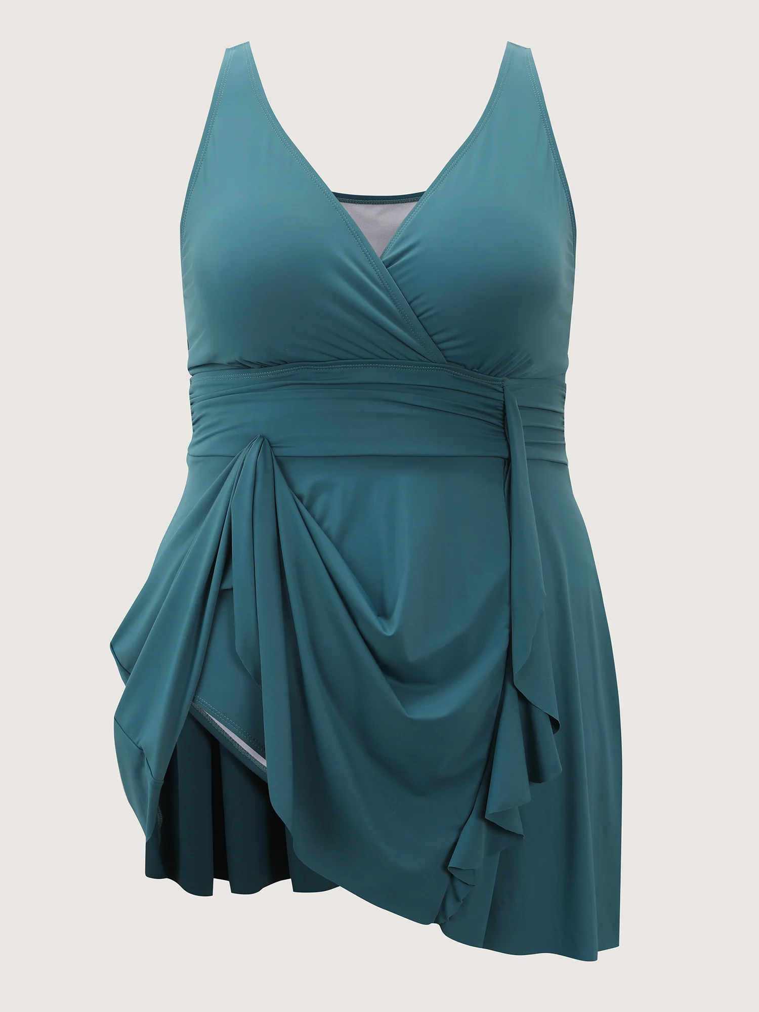 Ruffled Hem Cinched Waist Swim Dress - Image 10