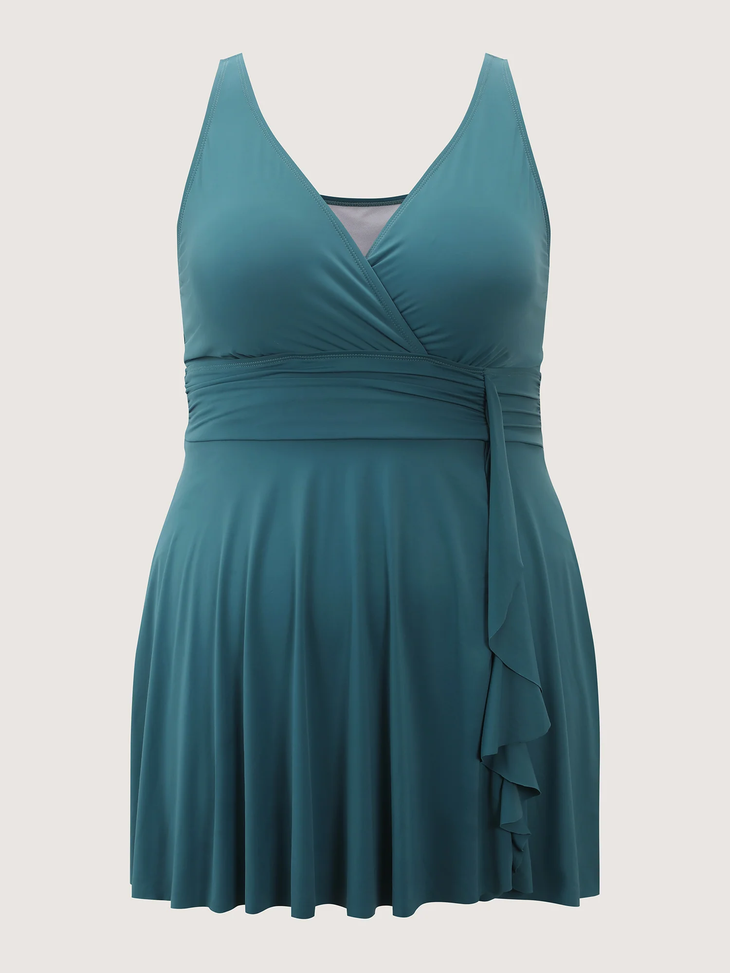 Ruffled Hem Cinched Waist Swim Dress - Image 9