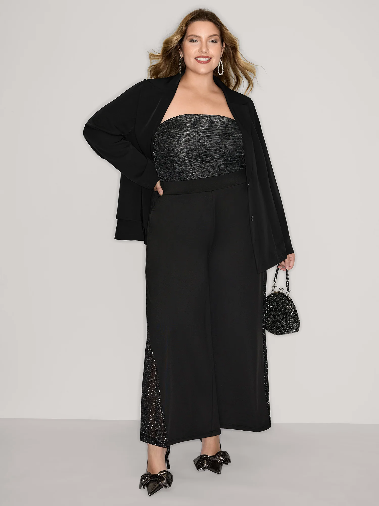 Ruffled Hem Double Button Blazer - Image 2