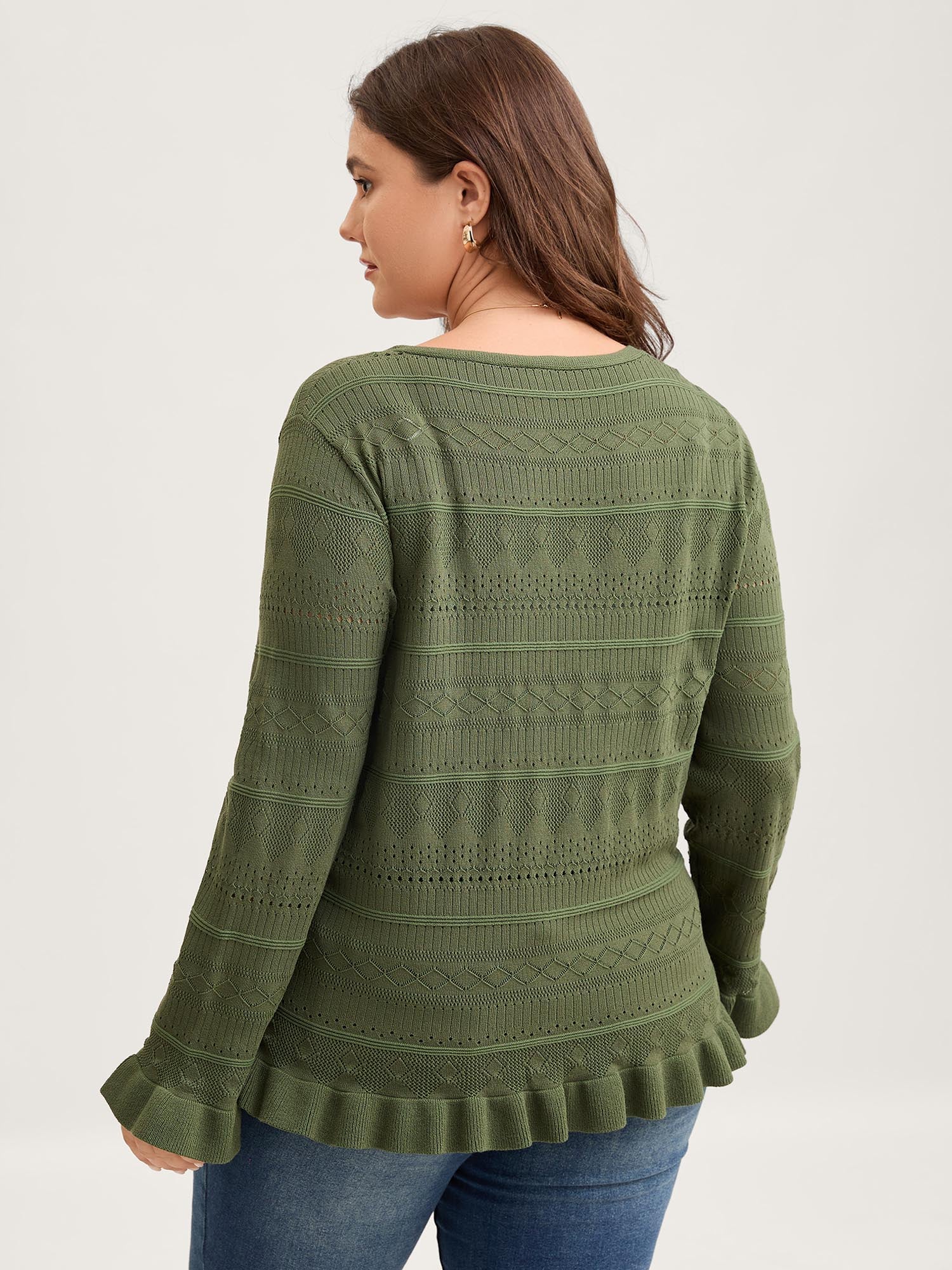Ruffled Hem Front Tie Textured Lightweight Cardigan - Image 5