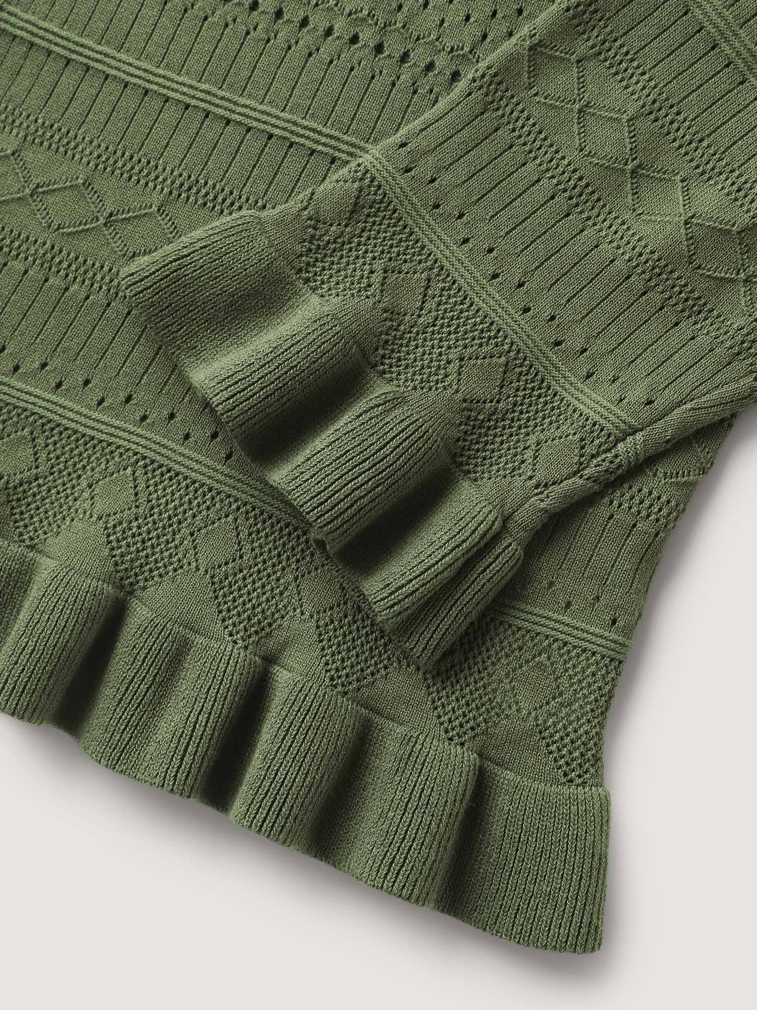 Ruffled Hem Front Tie Textured Lightweight Cardigan - Image 7