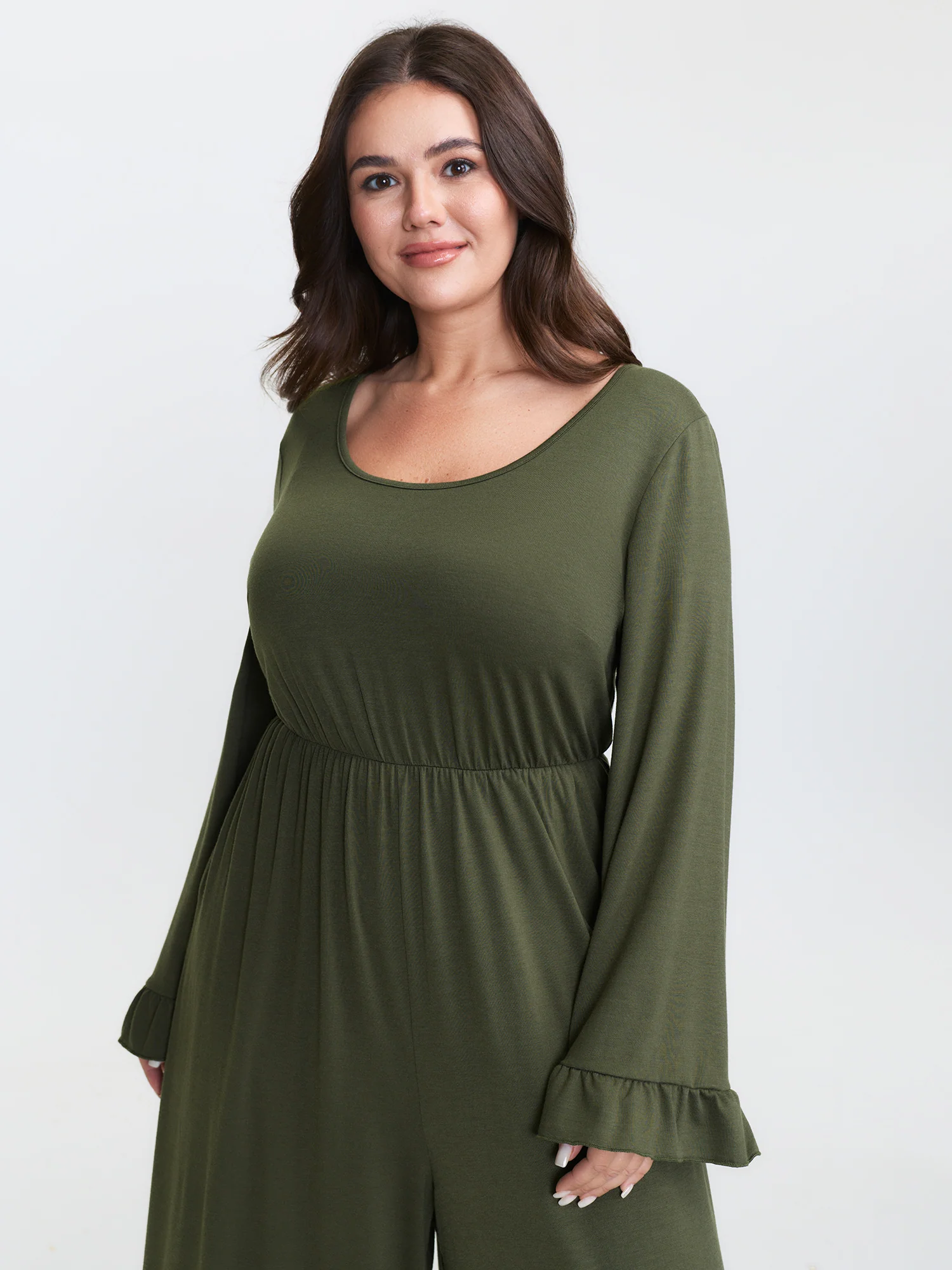 Ruffled Hem Scoop Neck Everyday Jumpsuit - Image 2