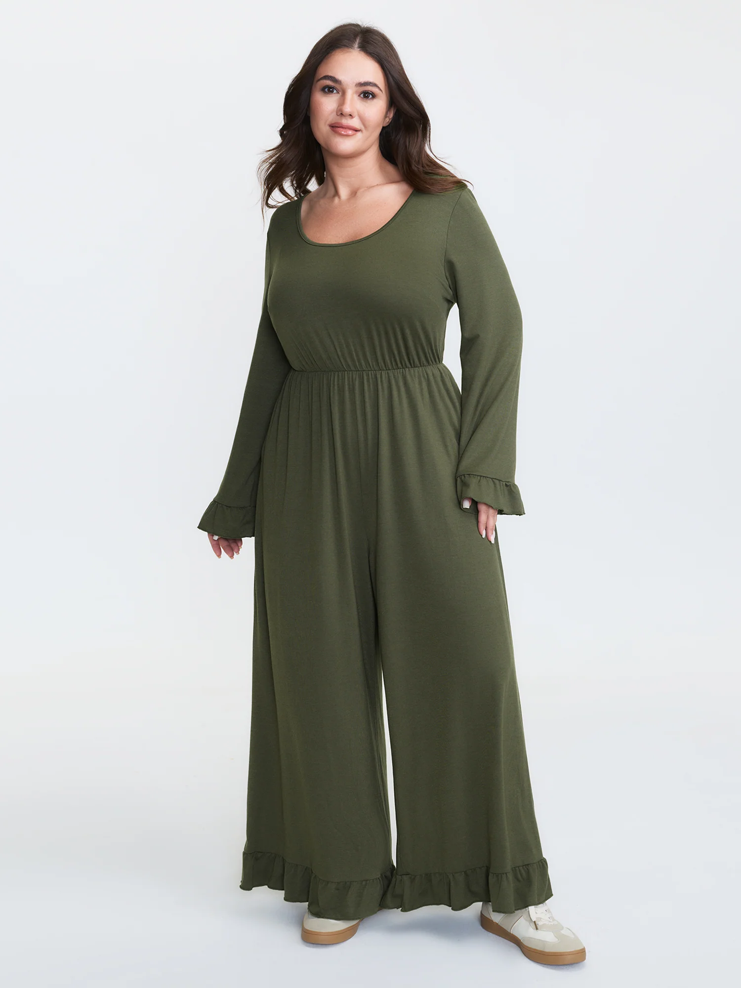 Ruffled Hem Scoop Neck Everyday Jumpsuit - Image 3