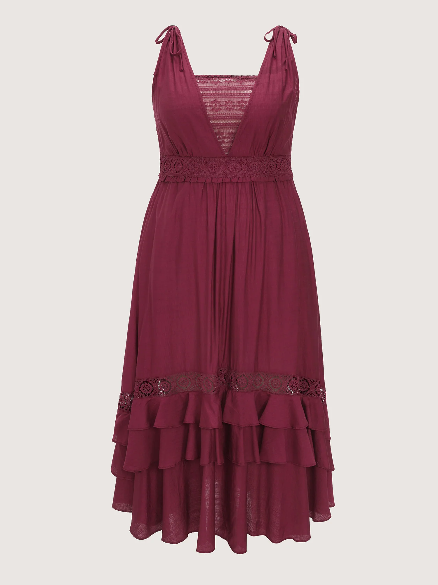 Ruffled Layered Hem Lace Maxi Dress - Image 7