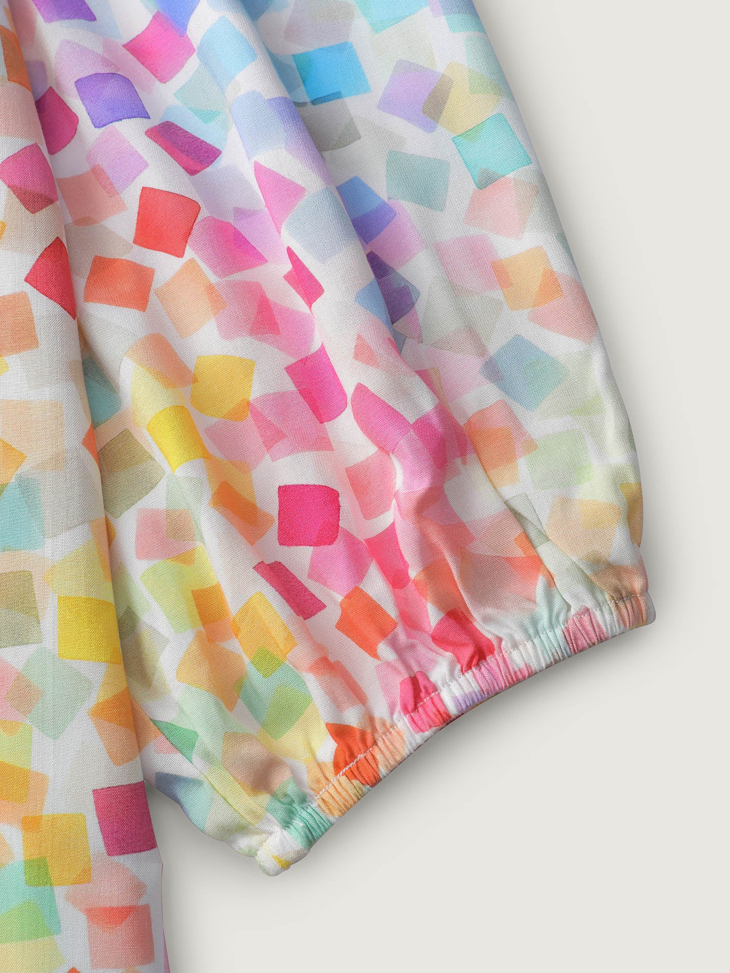 Ruffled Neckline Colorful Geometric Rayon Blouse - Image 6