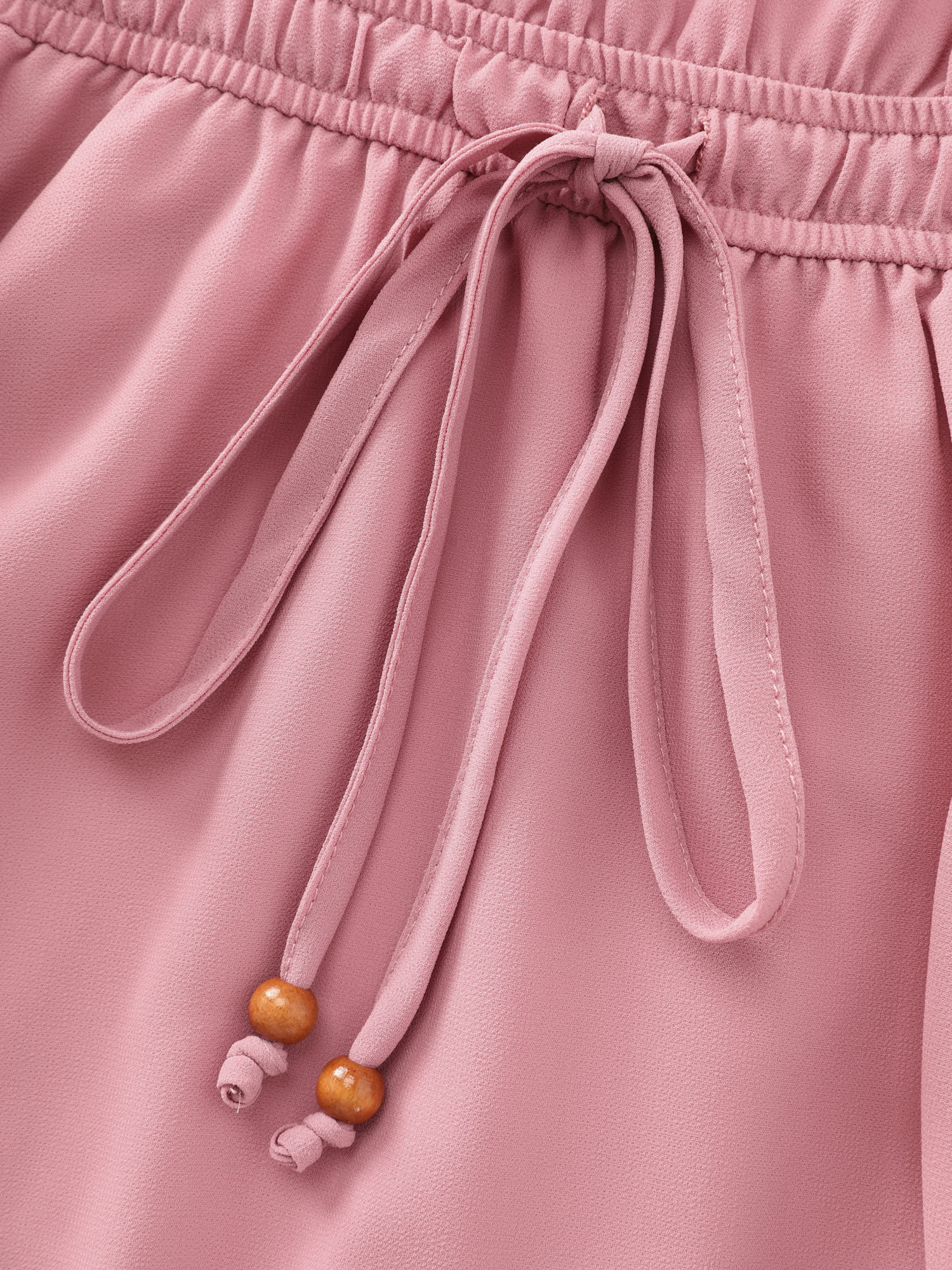 Ruffled Neckline Drawstring Shirred Waistline Blouse - Image 5