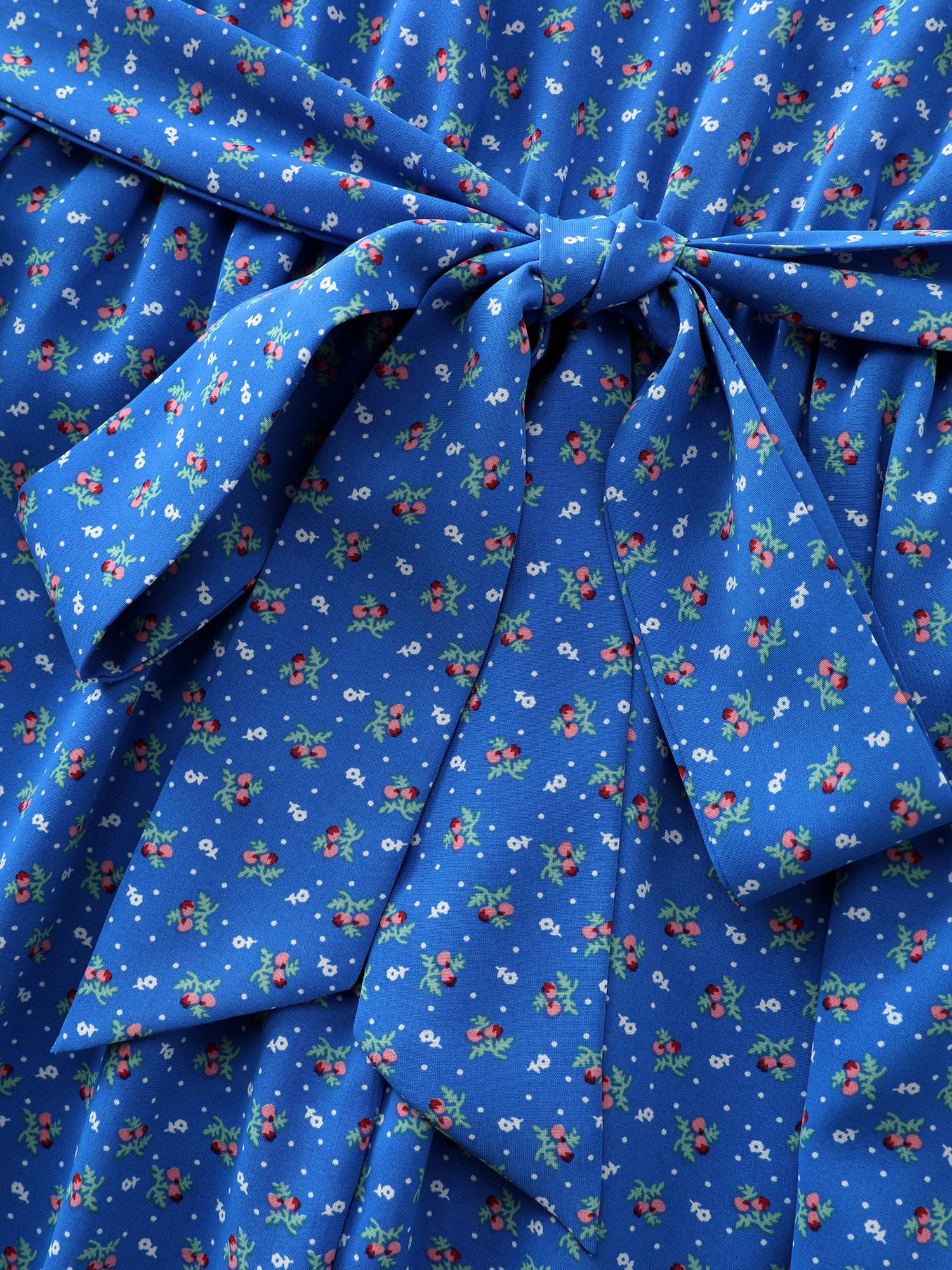 Ruffled Neckline Micro Floral Print Midi Dress - Image 8