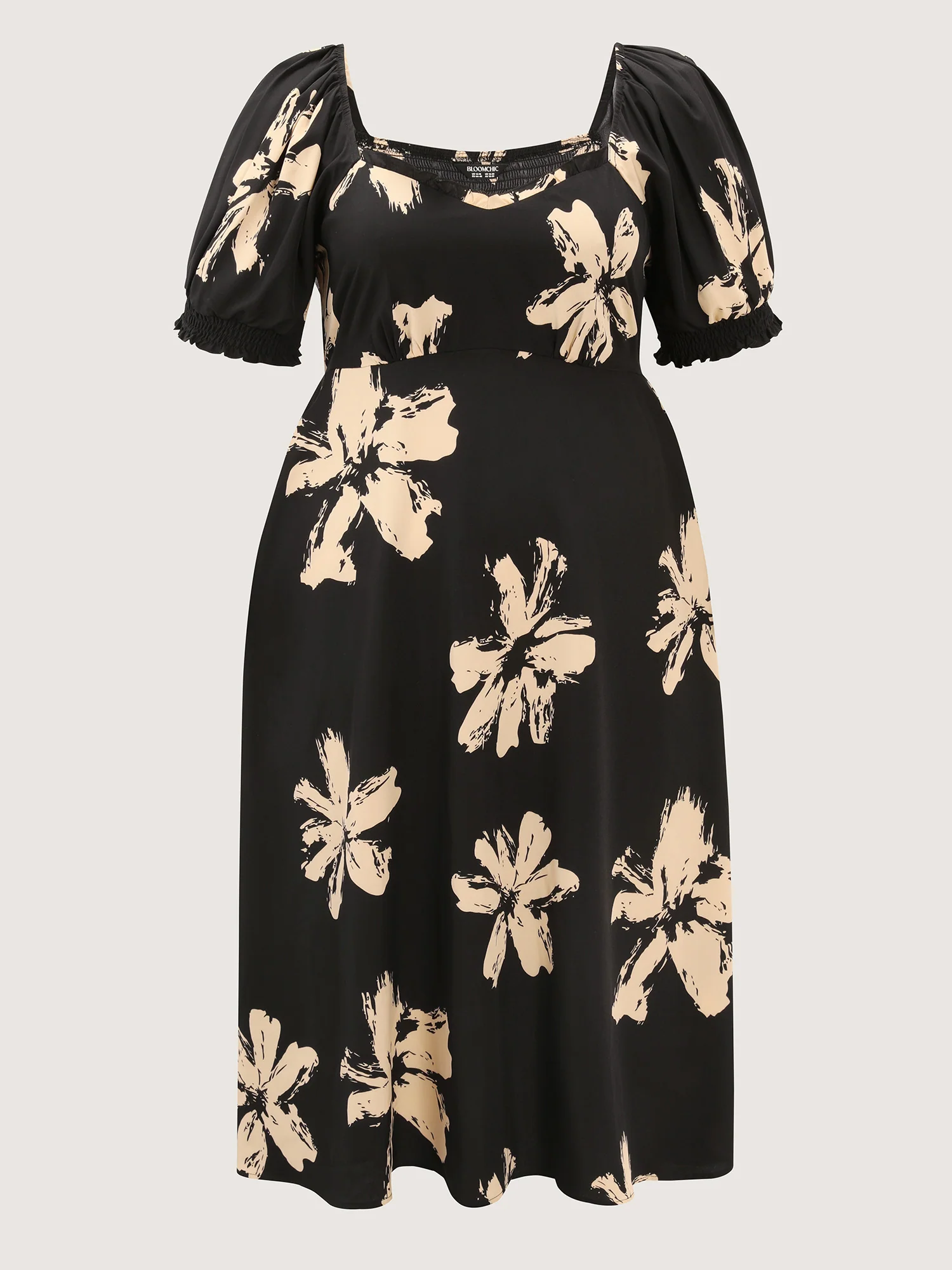 Ruffled Neckline Shirred Midi Dress - Image 7