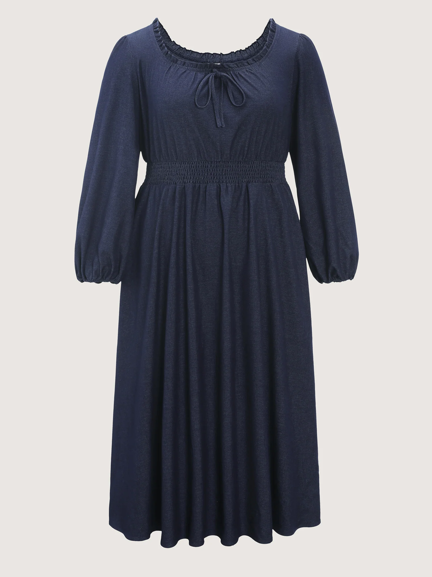 Ruffled Neckline Shirred Waist Pocket Maxi Dress - Image 8