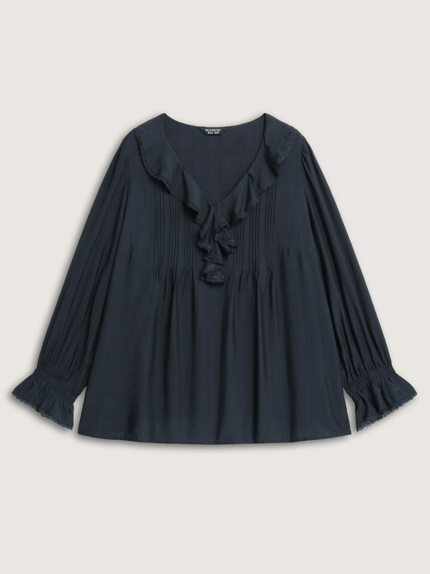 Ruffled Neckline Stretchy Cuffs Blouse - Image 7