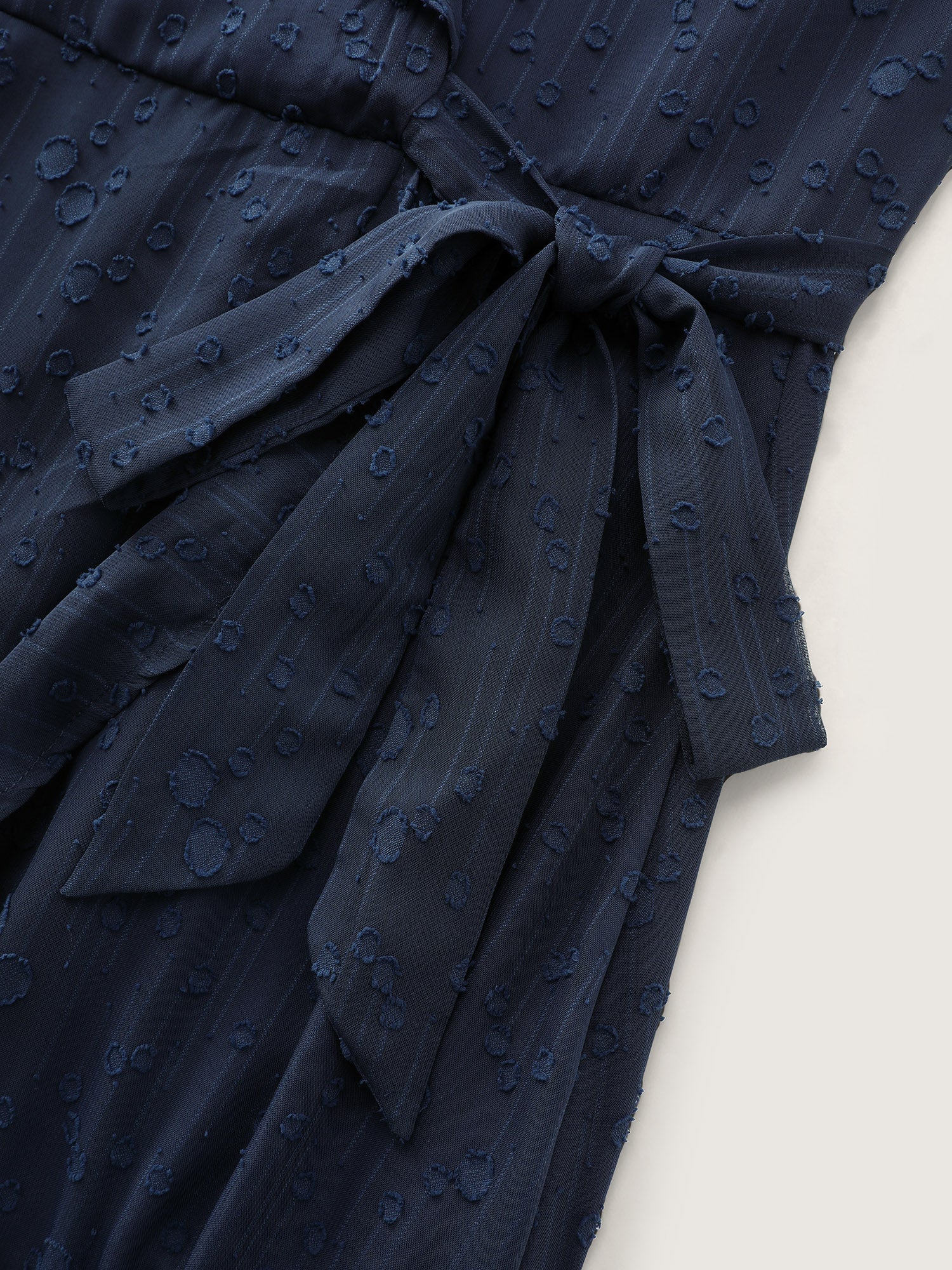 Ruffled Neckline Wrap Sheer Hem Midi Dress - Image 6