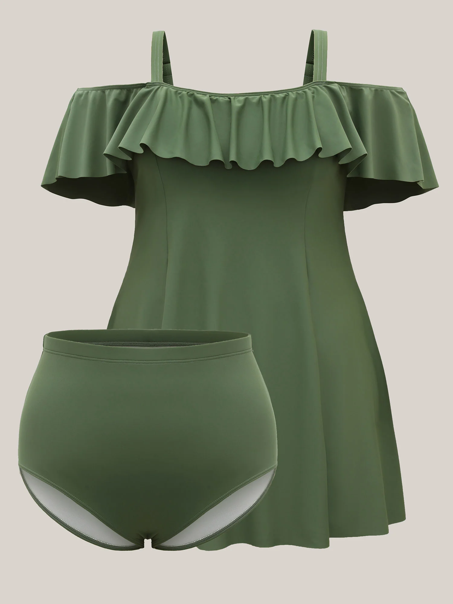 Ruffled Non-Removable Cups Swim Dress - Image 5