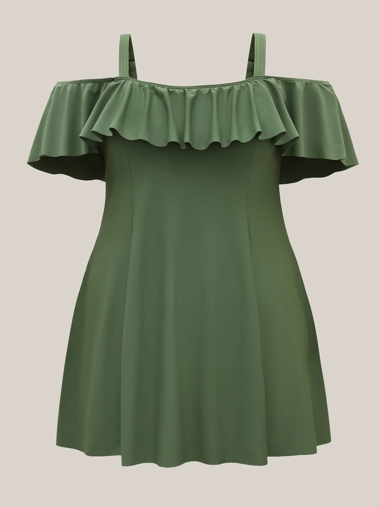 Ruffled Non-Removable Cups Swim Dress - Image 6