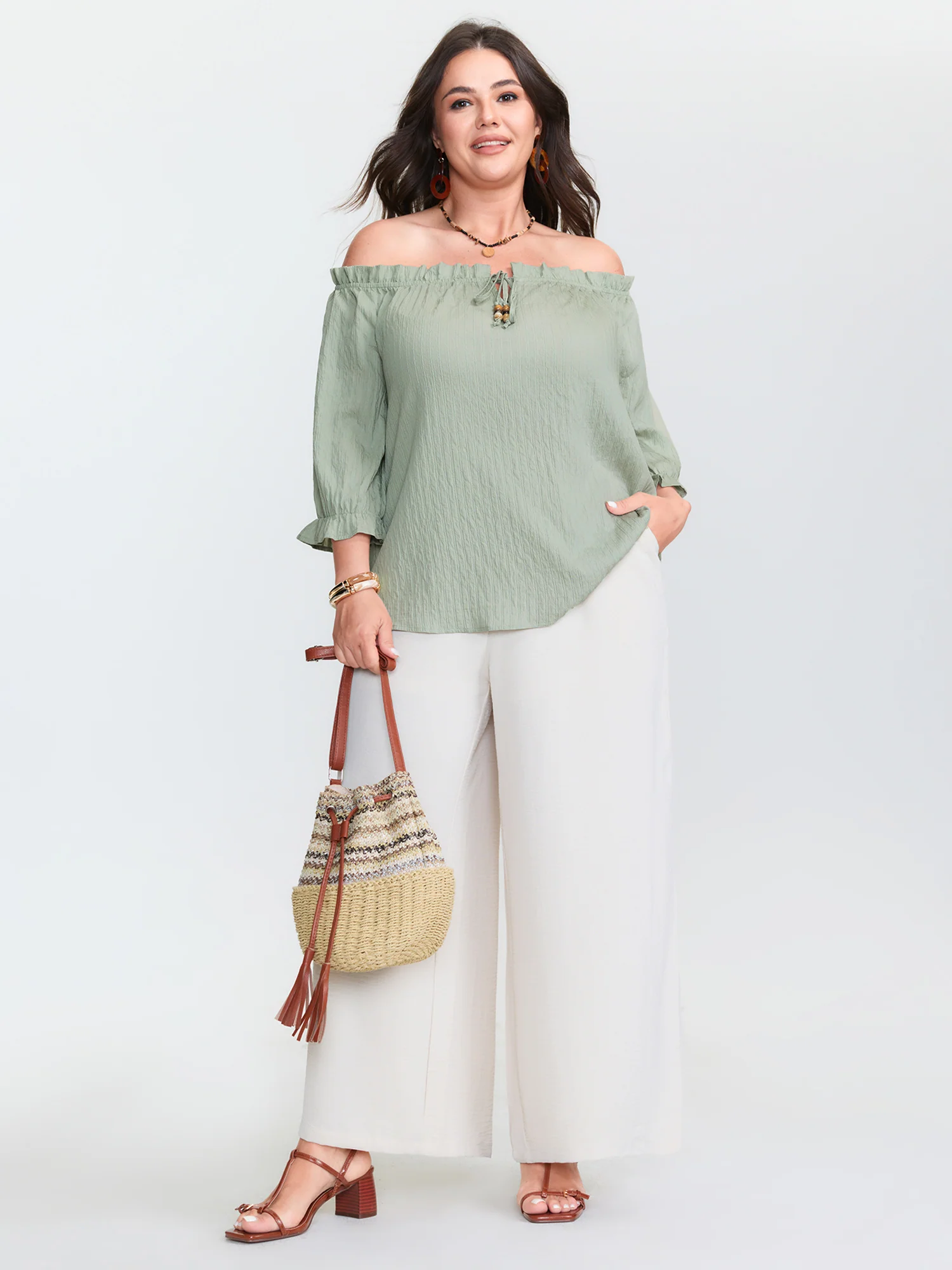 Ruffled Off-Shoulder Neckline Blouse - Image 2